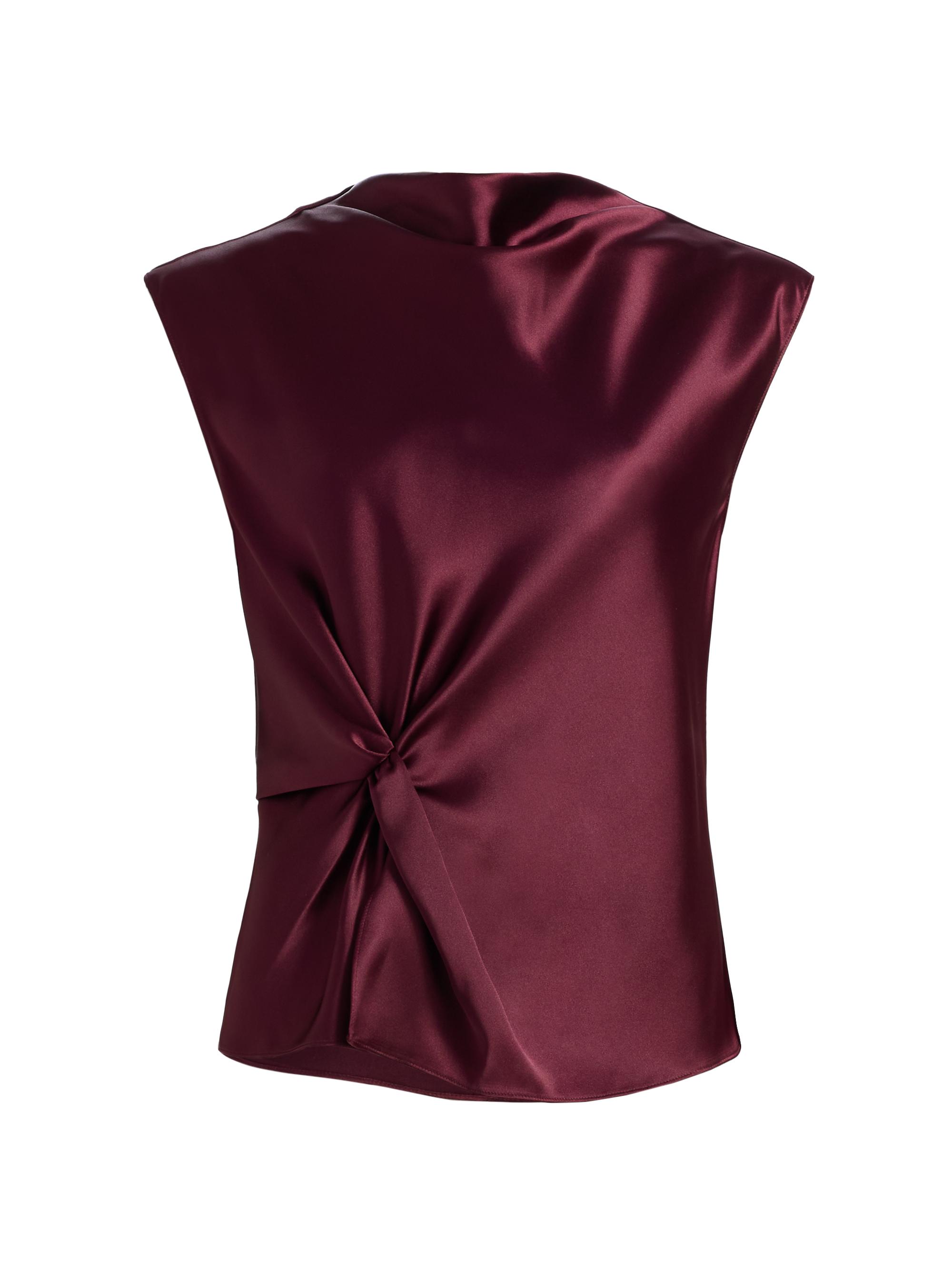 Tanya Taylor Women's Robin Asymmetric Stretch Satin Top - Mahogany