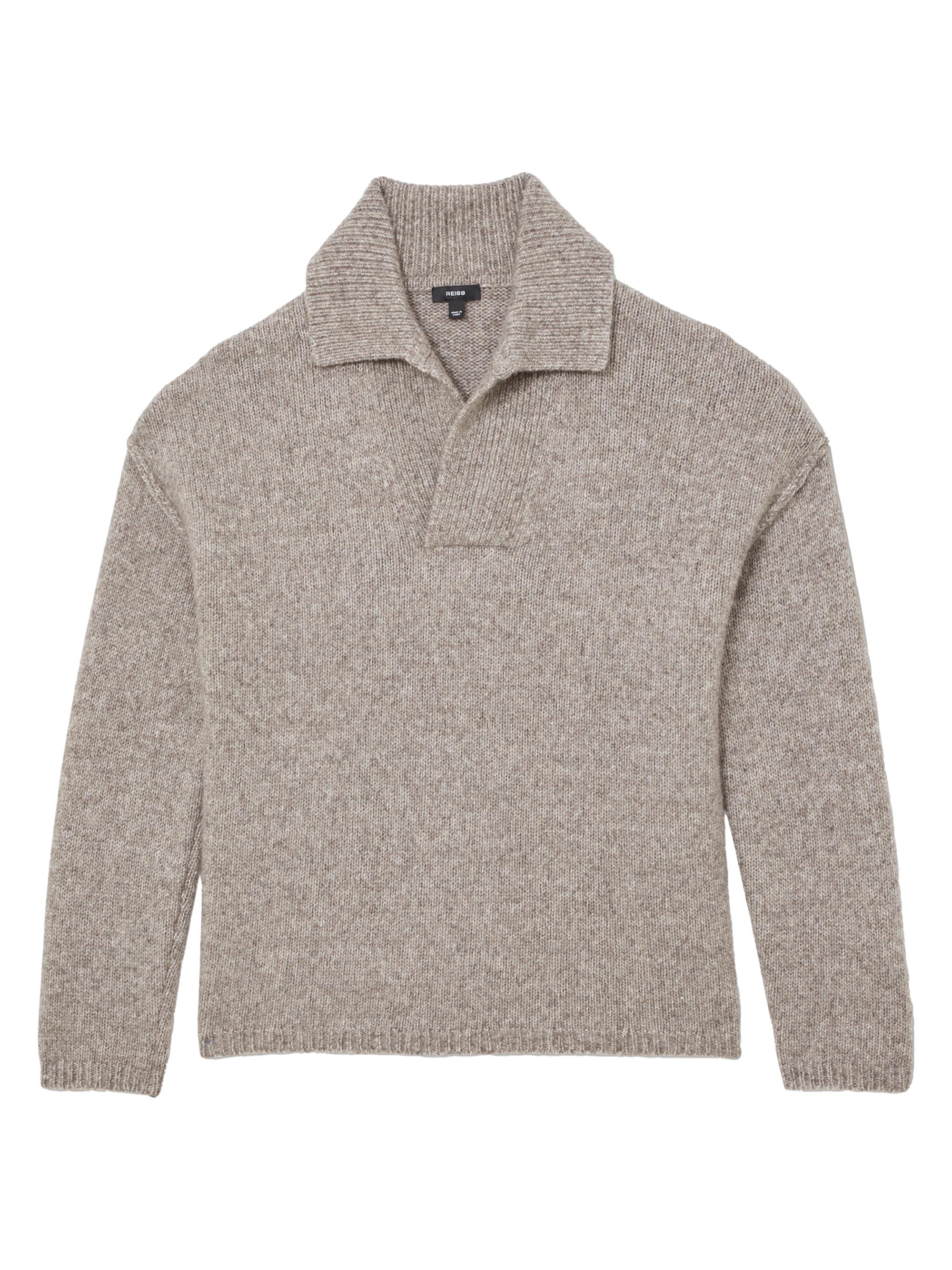Reiss Men's Vatali Oversized Sweater - Taupe Brown Melange | Thumbnail 5