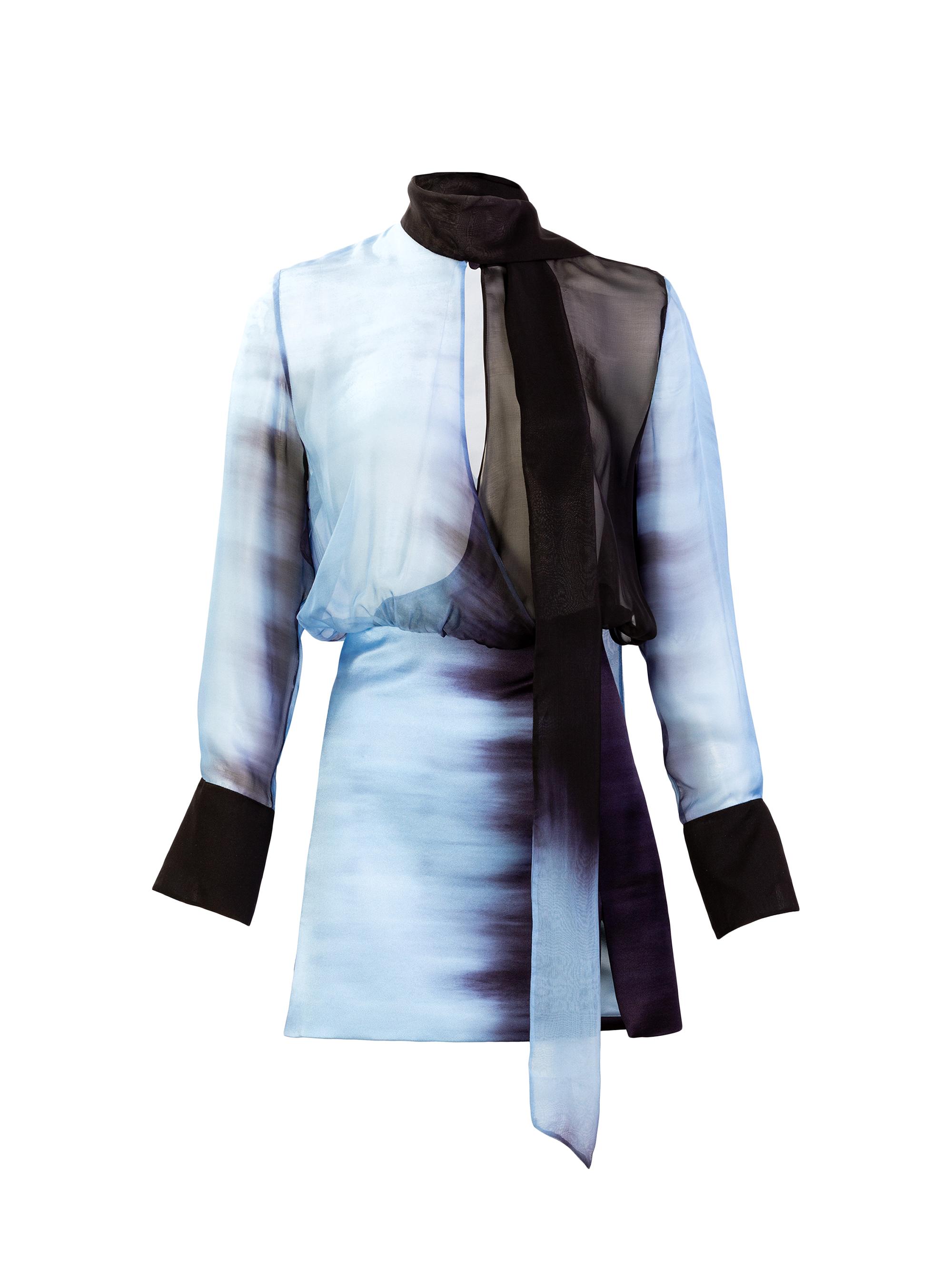 Silvia Tcherassi Women's Imelda Drapeneck Semi-Sheer Minidress - Night Blue