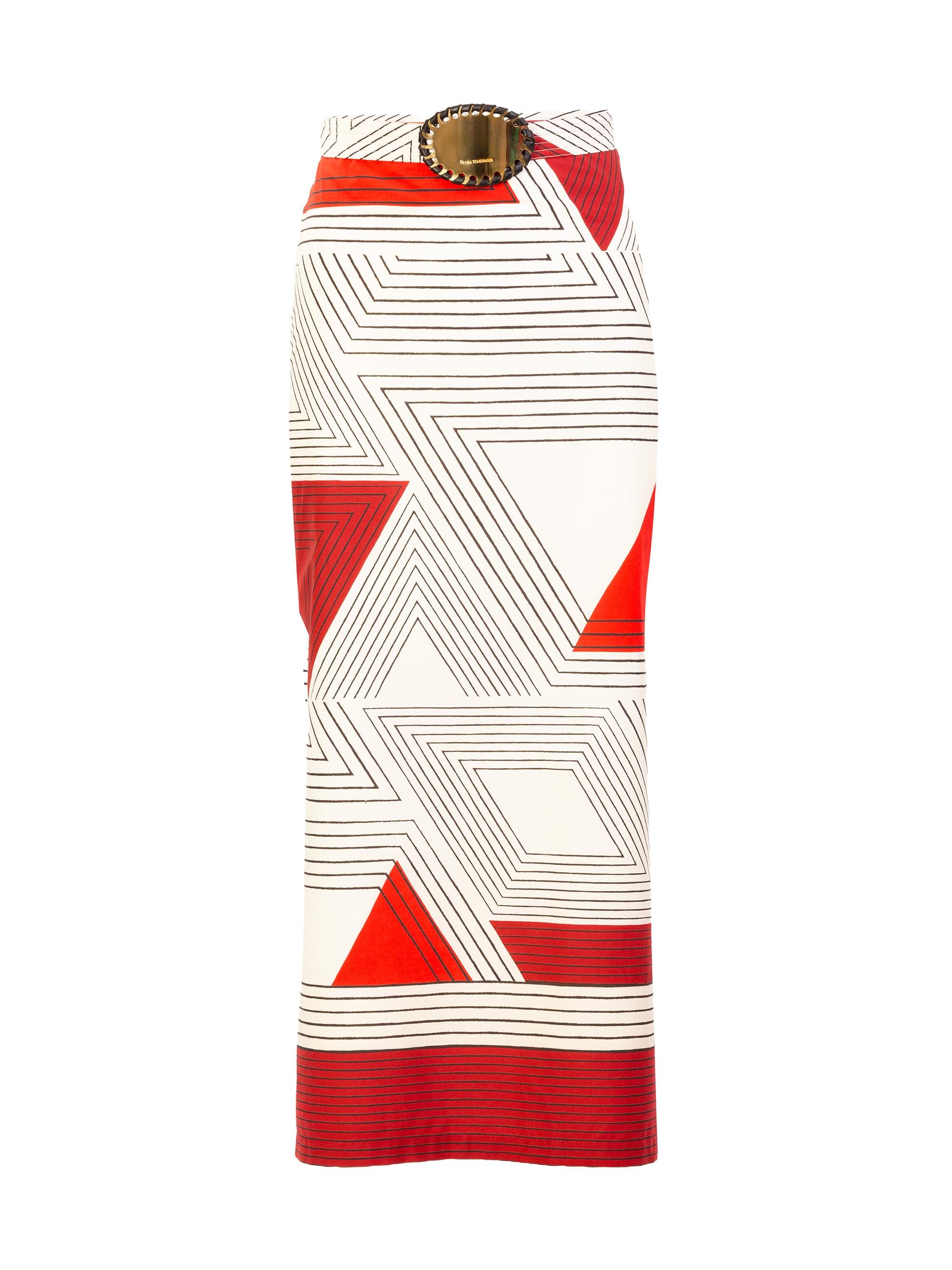 Silvia Tcherassi Women's Atira Geometric Print Cotton Midi-Skirt - Rouge Geometric