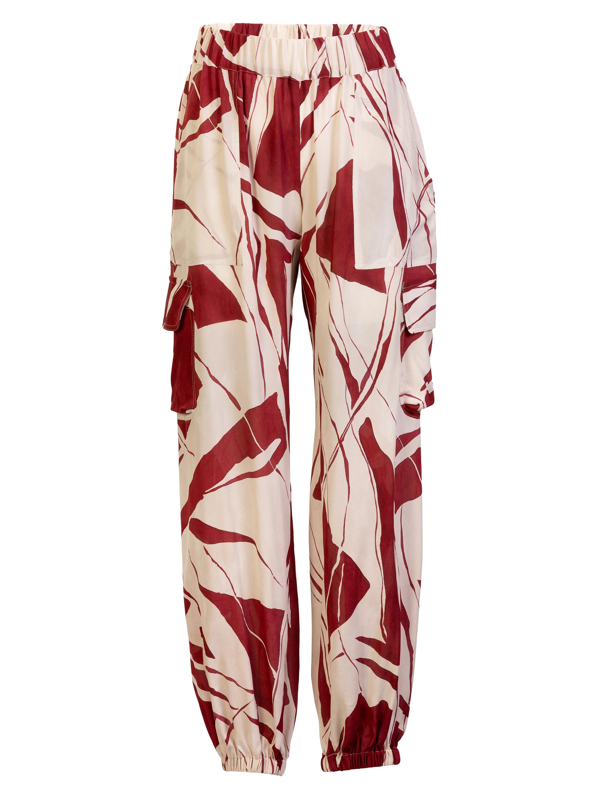 Silvia Tcherassi Women's Jess Abstract Cargo Pants - Beige Burgundy Abstract