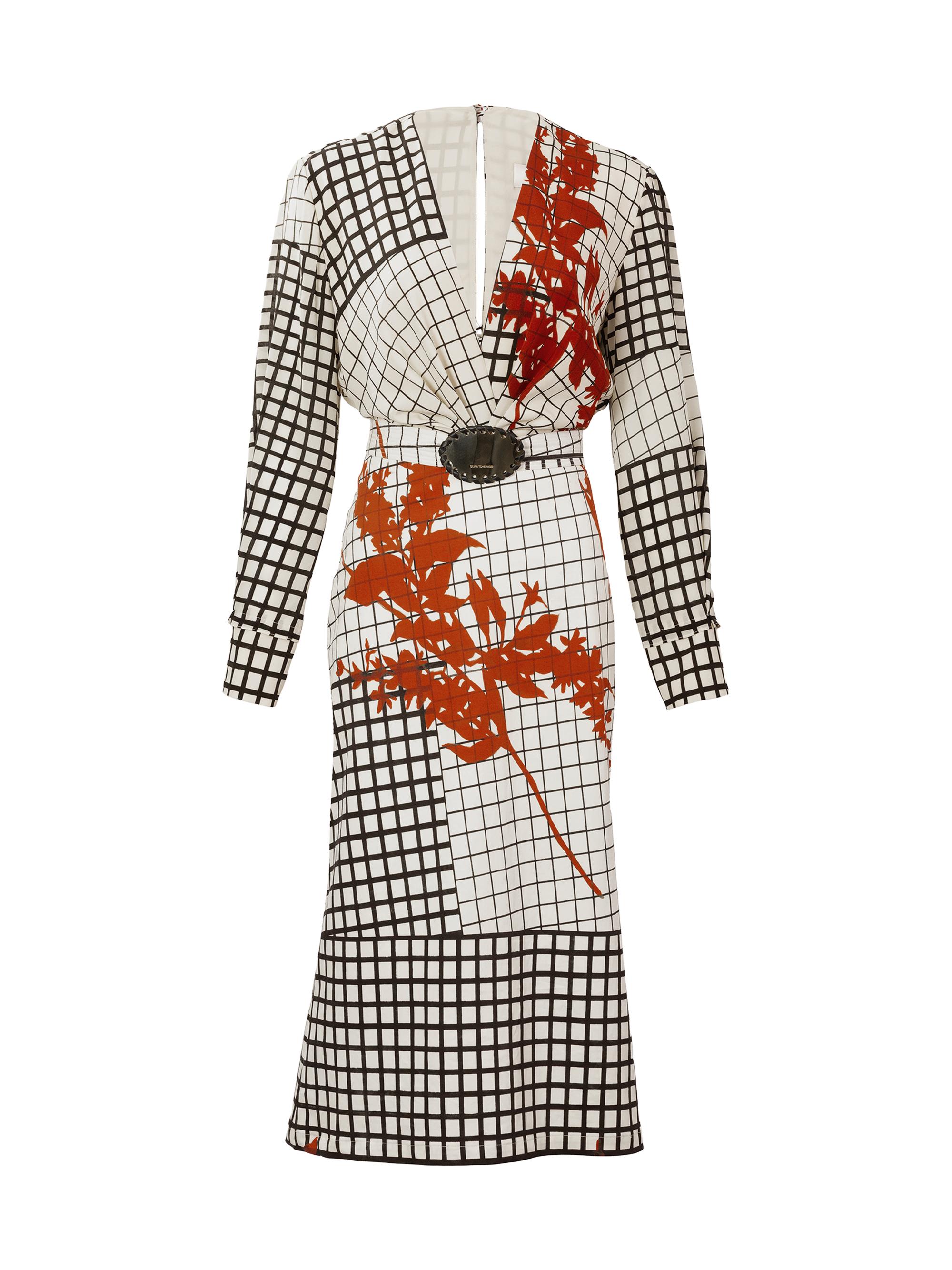 Silvia Tcherassi Women's Kadira Printed Silk-Blend Belted Midi-Dress - Geometric Print