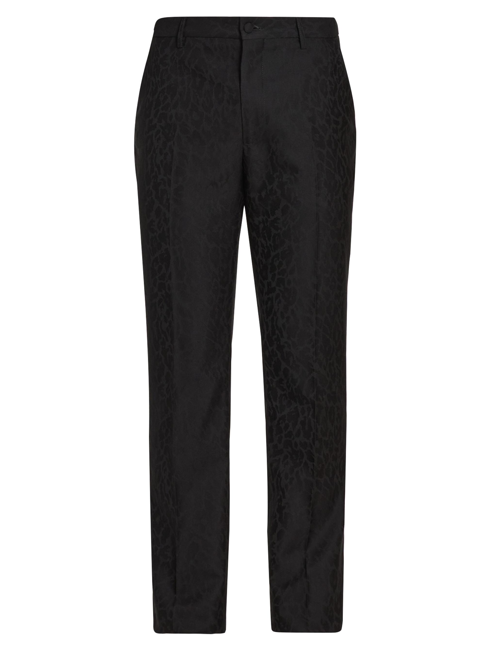 Etro Men's Roma Tonal Animal-Print Straight-Leg Trousers - Black