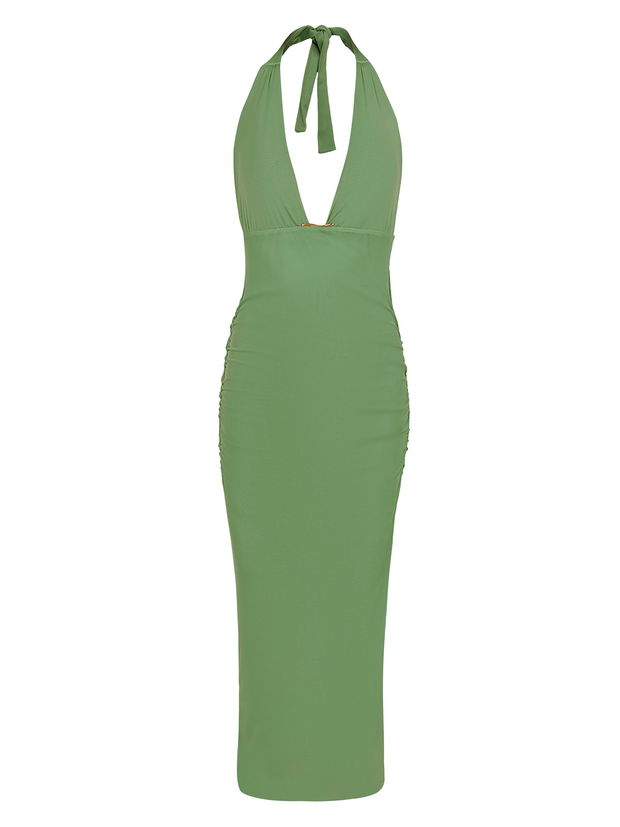 ViX by Paula Hermanny Women's Salma Halterneck Midi-Dress - Green
