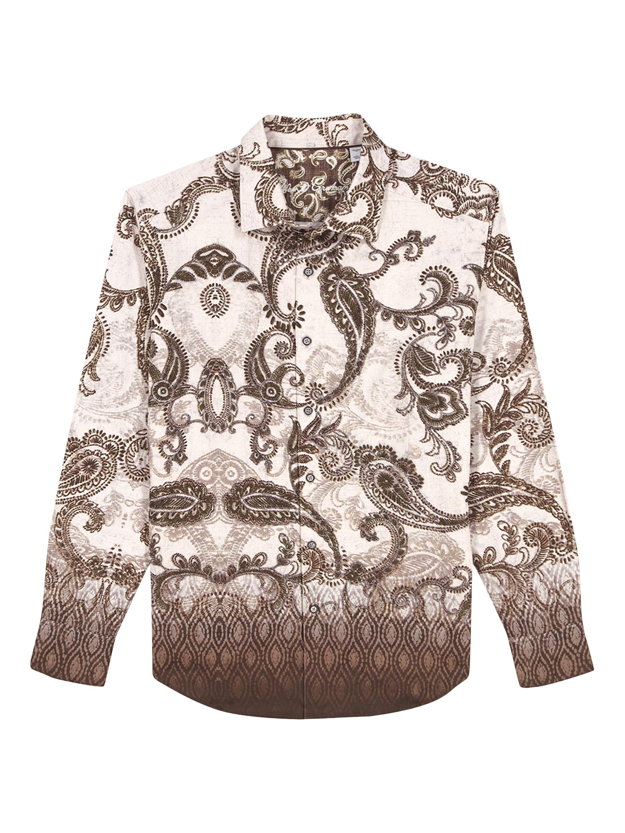 Robert Graham Men's Wallington Ombré Paisley Cotton Shirt - Khaki