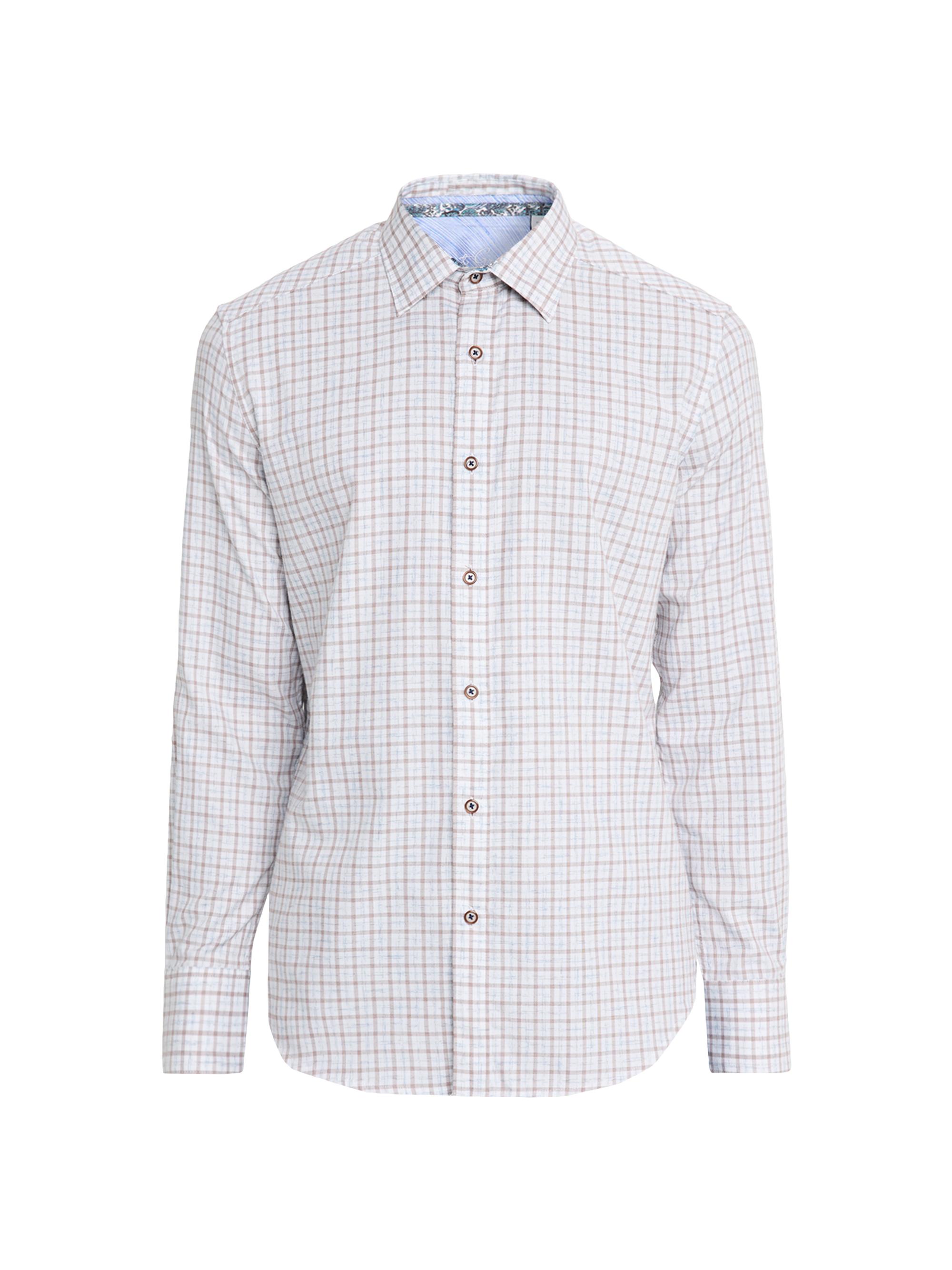 Robert Graham Men's Darrington Mini-Check Cotton Shirt - Tan