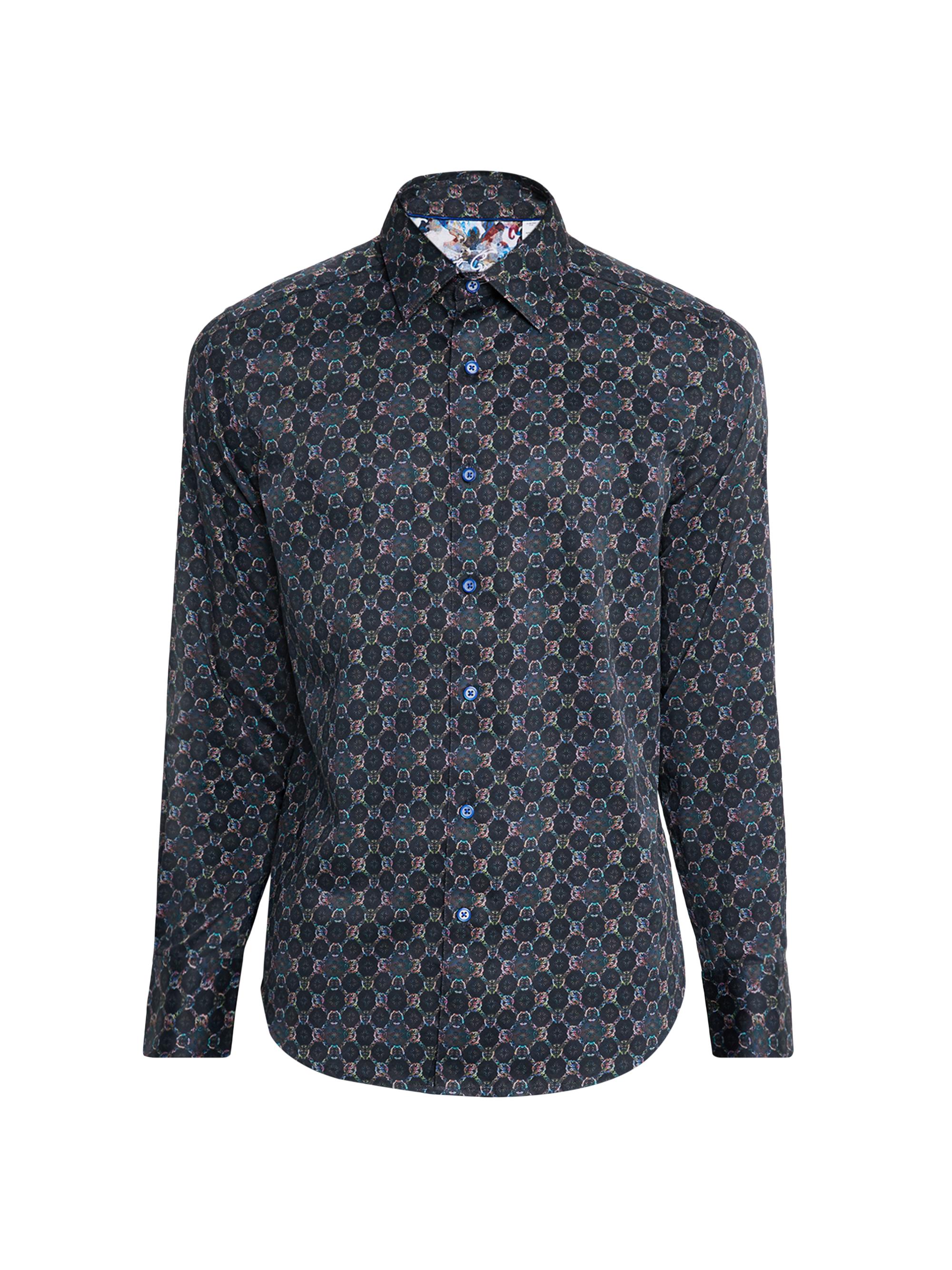 Robert Graham Men's Bramston Medallion Satin Button-Front Shirt - Black