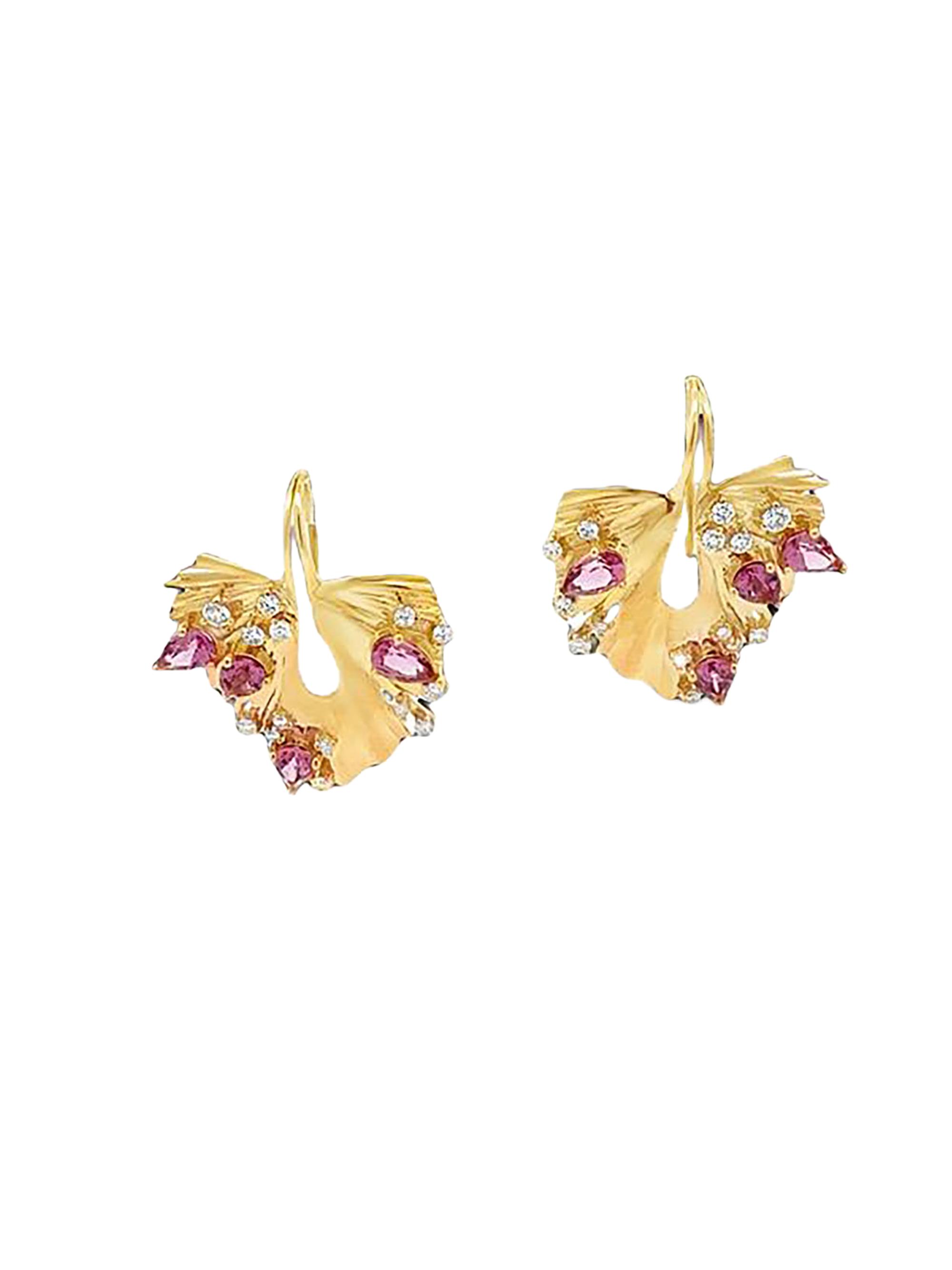 Hueb Women's Bahia 18K Yellow Gold, Pink Garnet & 0.31 TCW Diamond Drop Earrings - Yellow Gold