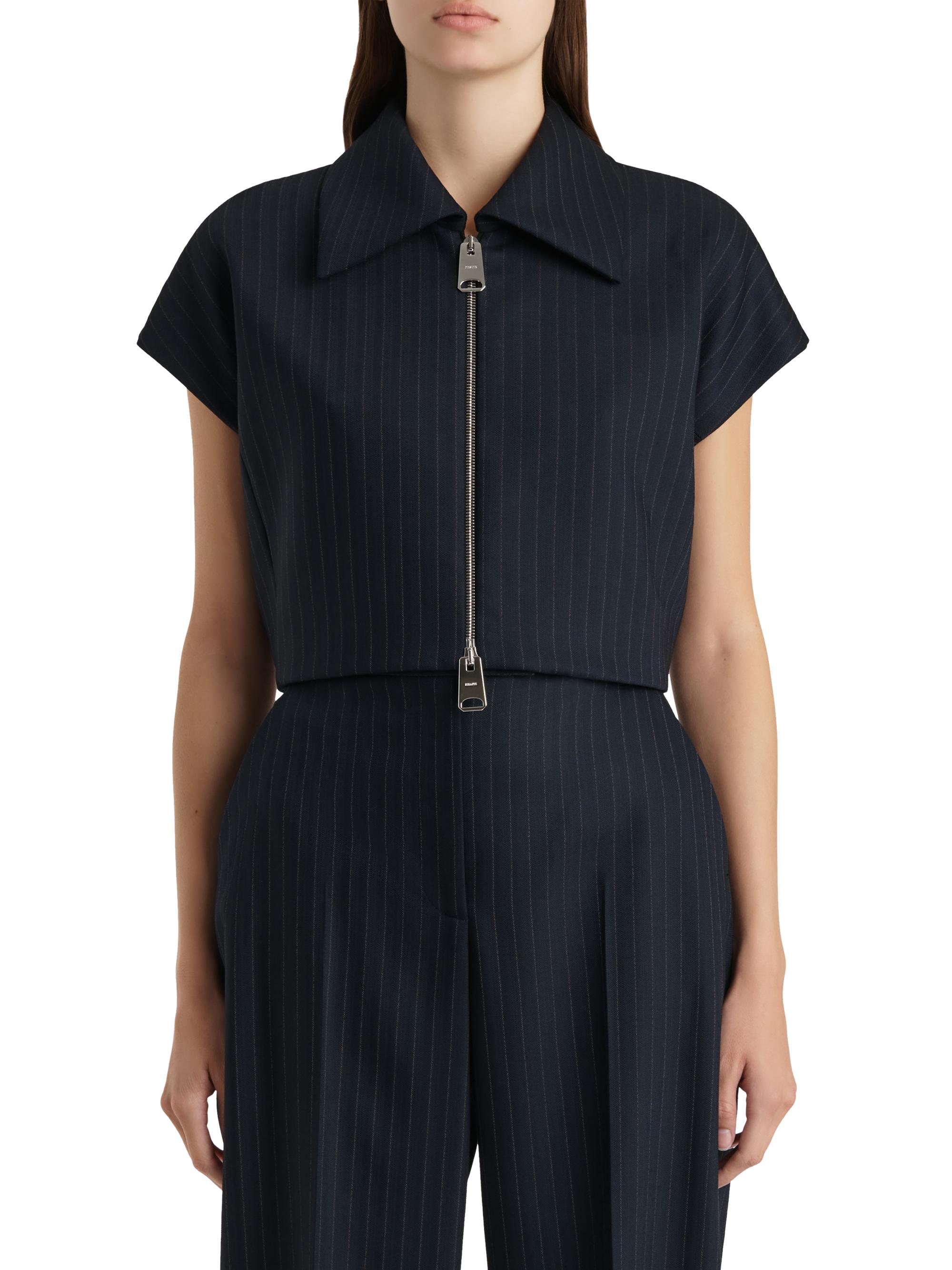 Khaite Robin Striped Zip-Front Crop Top | Saks Fifth Avenue