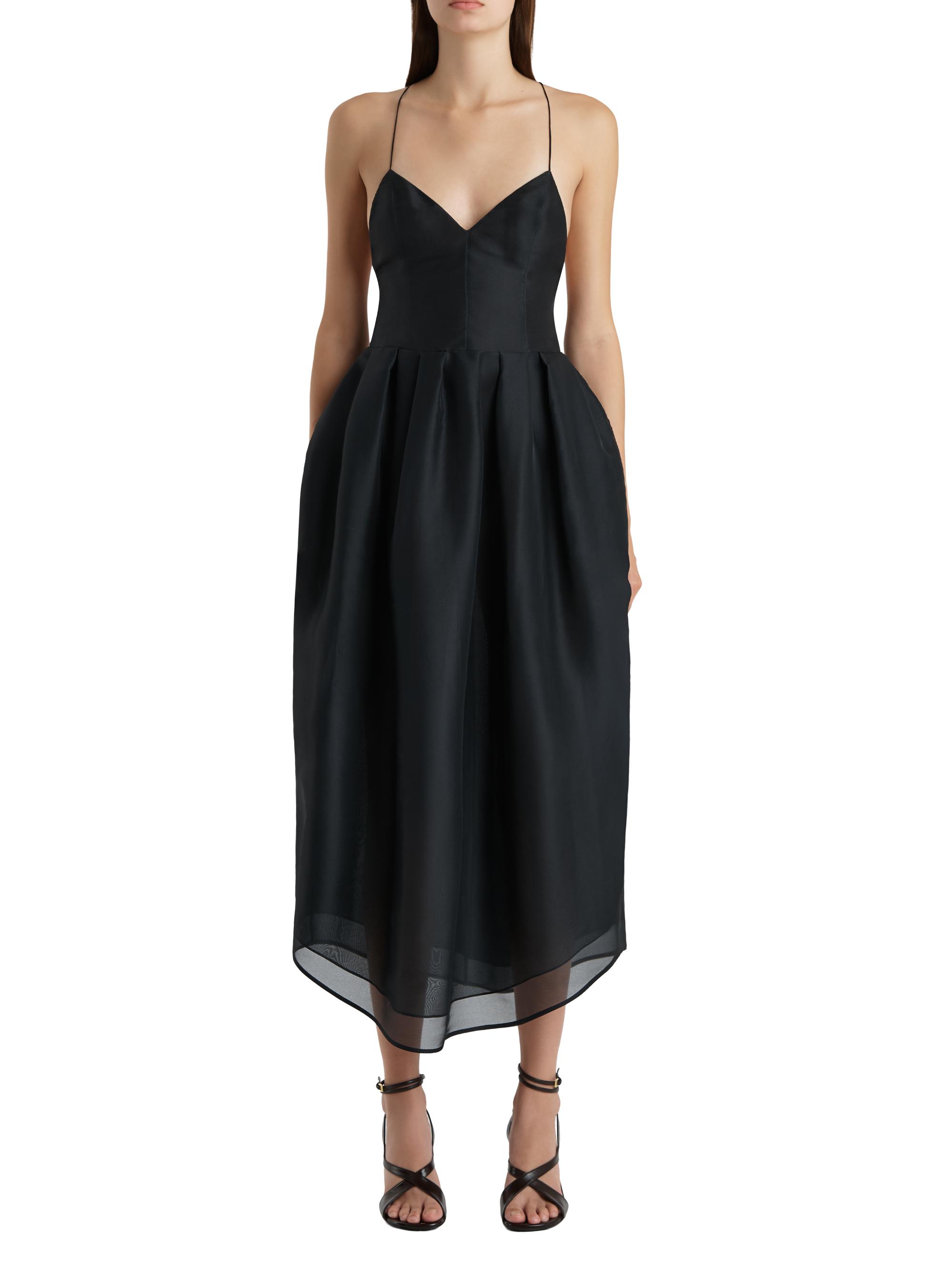 Khaite Women's Colette Voluminous Silk Midi-Dress - Black - Size 4