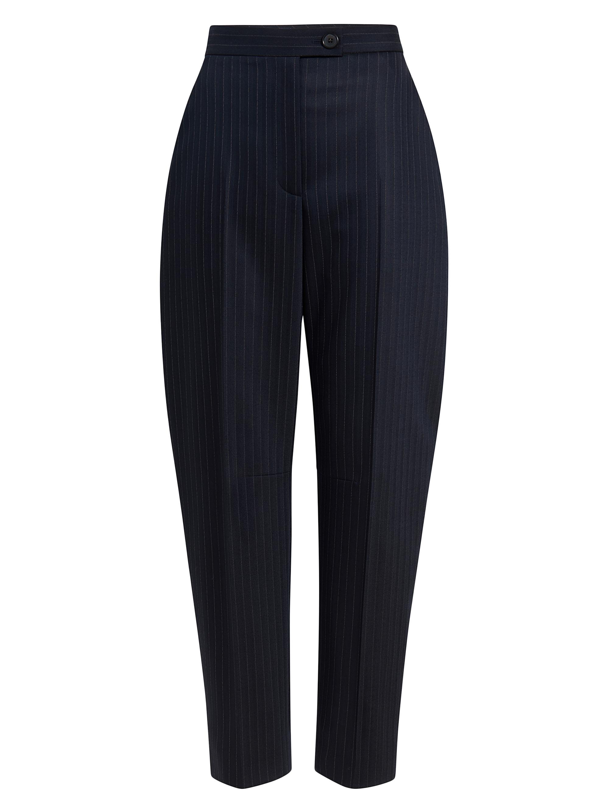 Khaite Women's Jude Striped Pintucked Pants - Navy White