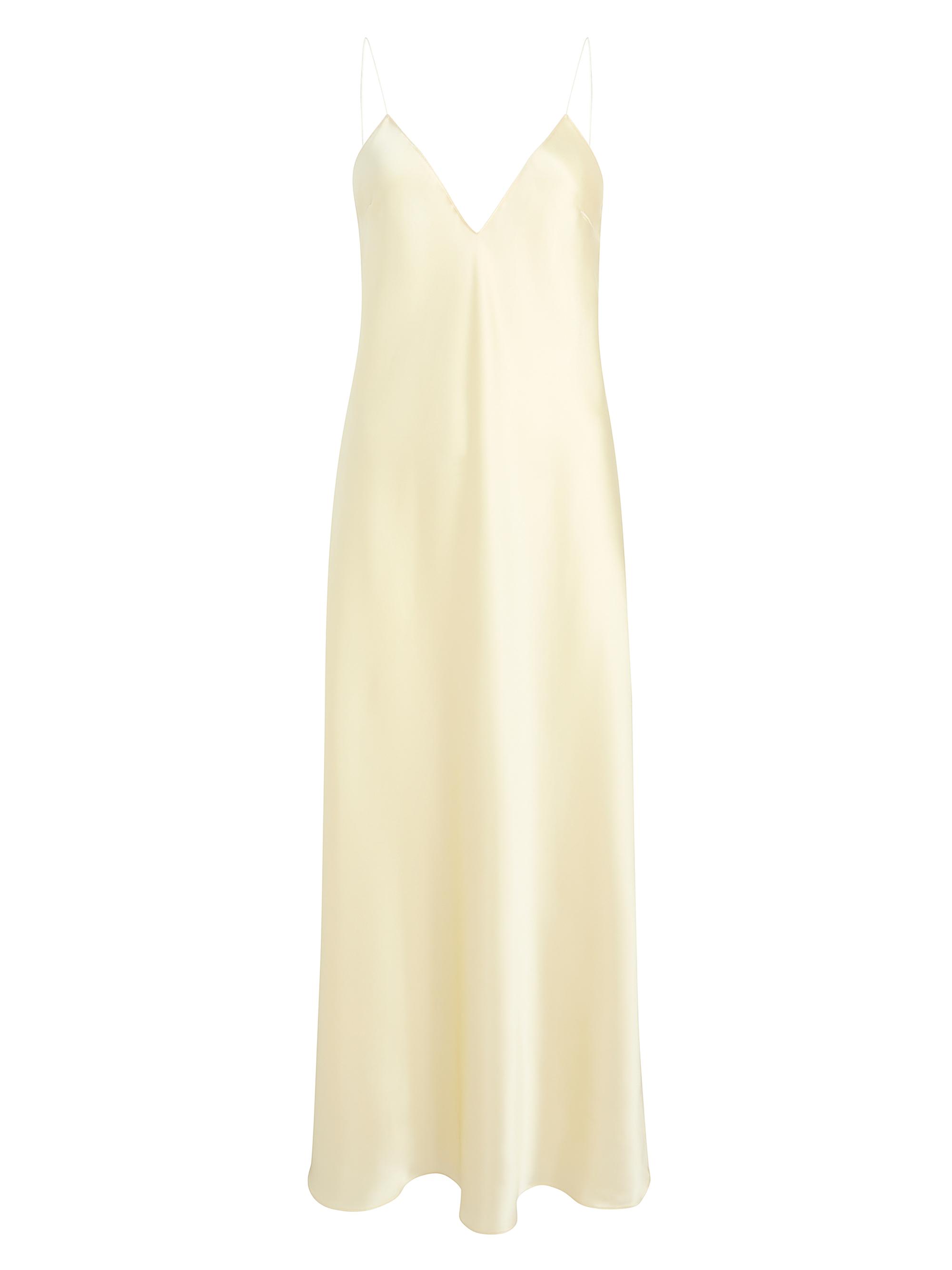 Khaite Women's Taja Silk V-Neck Gown - Pale Yellow