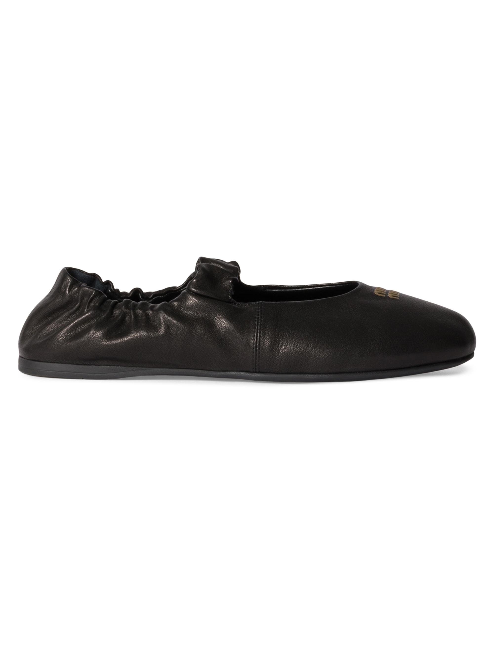 Miu Miu Women's Ruches Nappa Leather Ballerinas - Black
