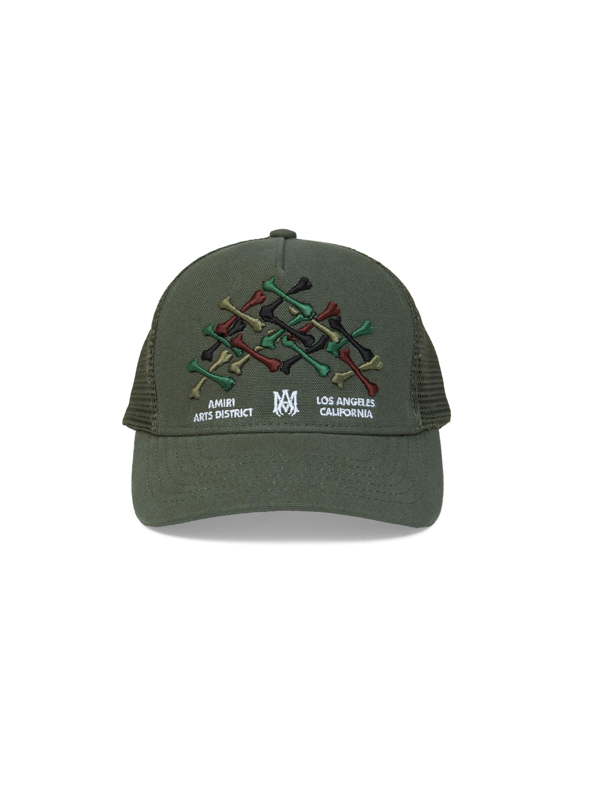 Amiri Kid's Bones Trucker Hat - Dark Sage