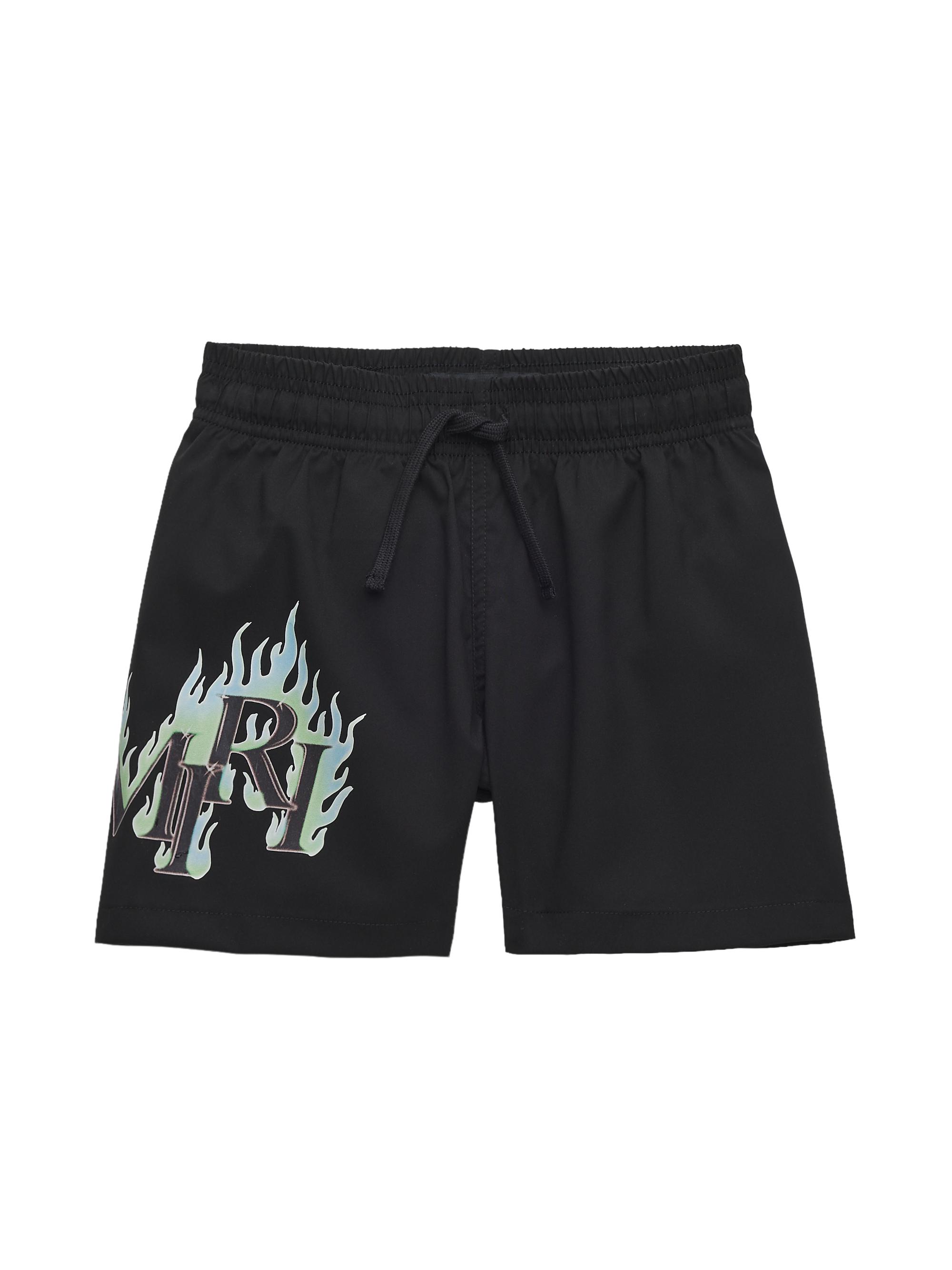 Amiri Little Boy's & Boy's Logo Flames Swim Trunks - Black