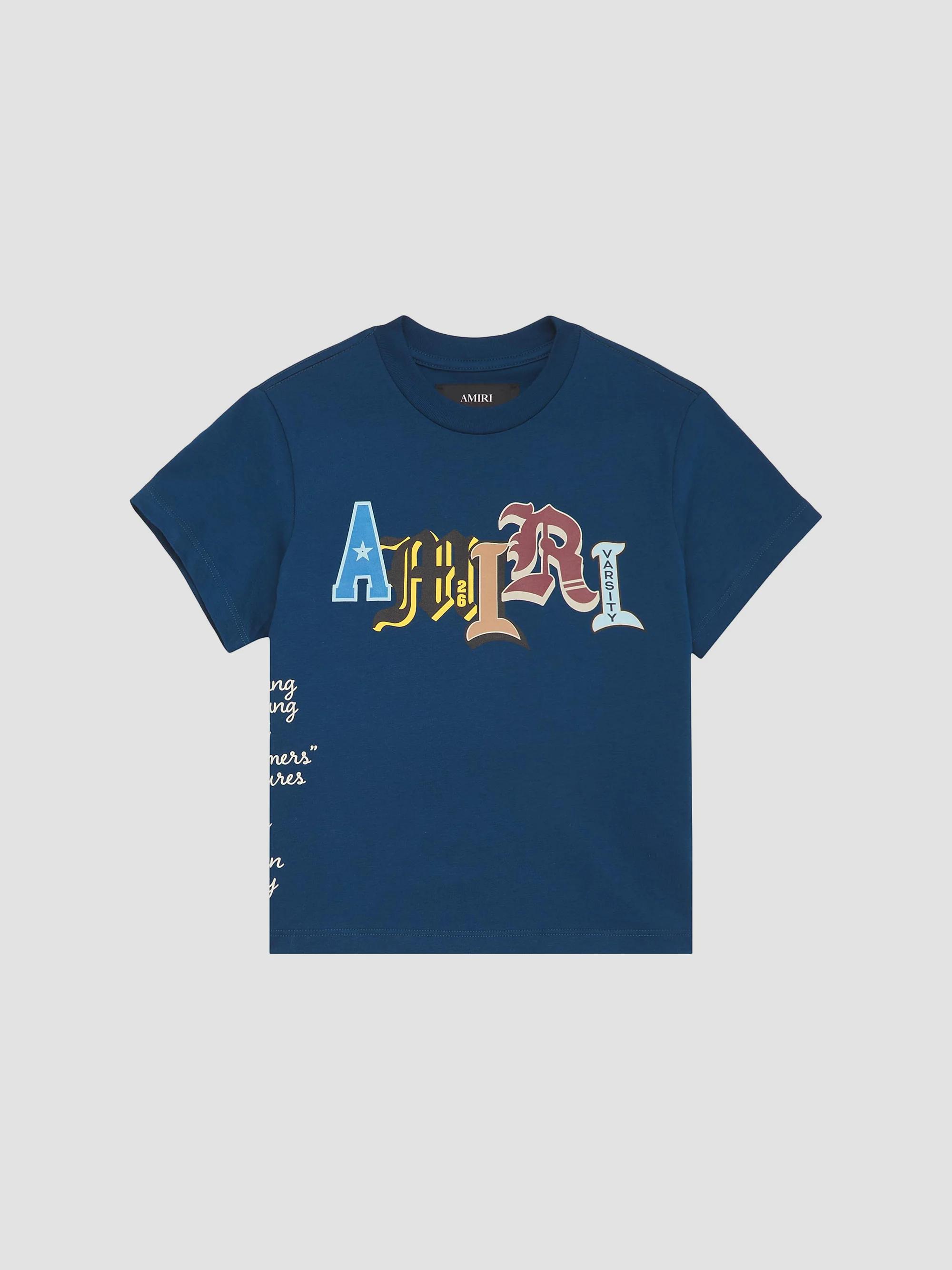 Y2K AMIRI 短丈ゴシックTシャツ刺繍ロゴarchive c-boy M Amiri Little Kid's & Kid's Cotton Varsity Patch Logo T-Shirt