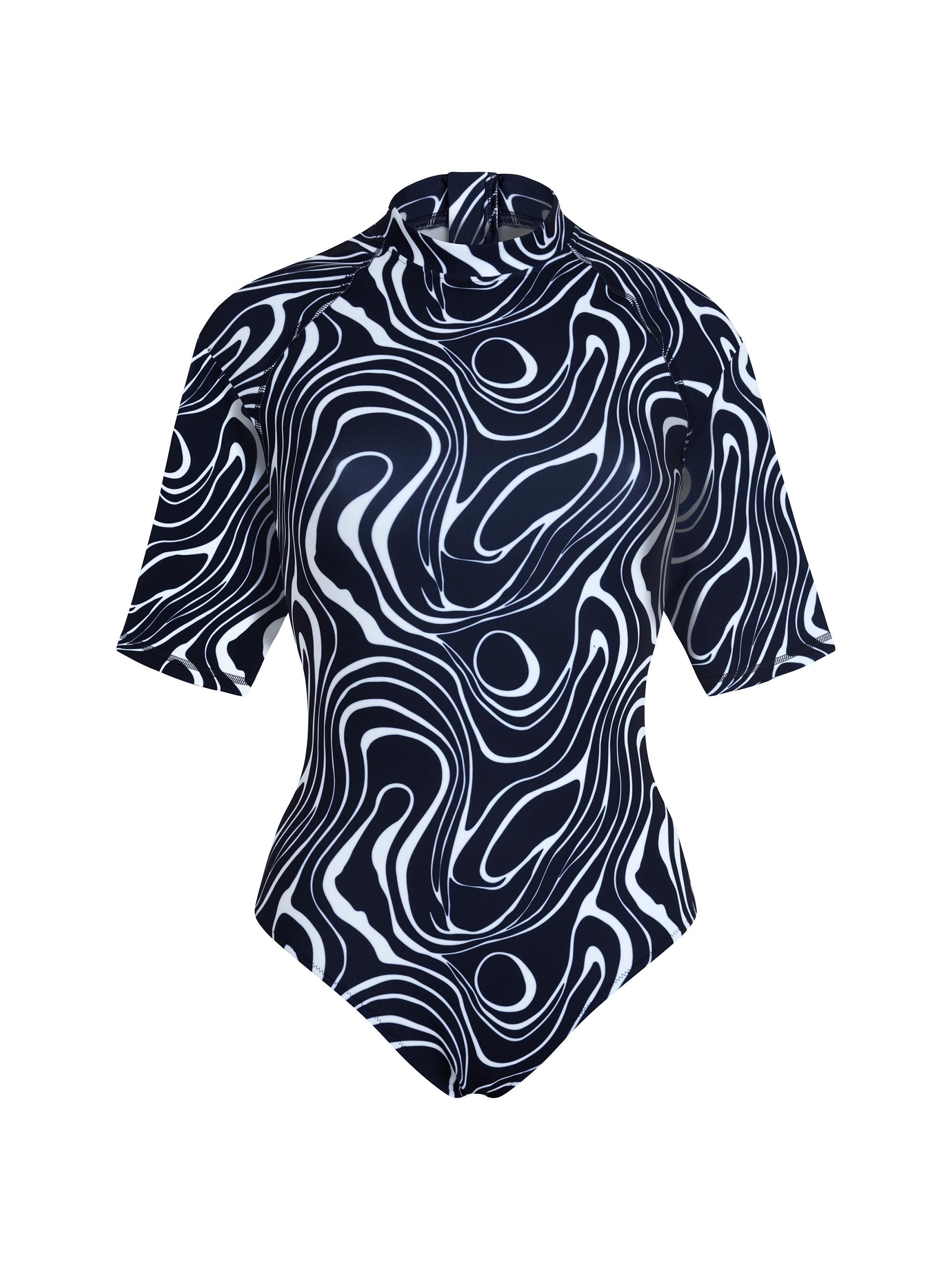 Vilebrequin Women's Wave-Print Rashguard - Bleu Marine