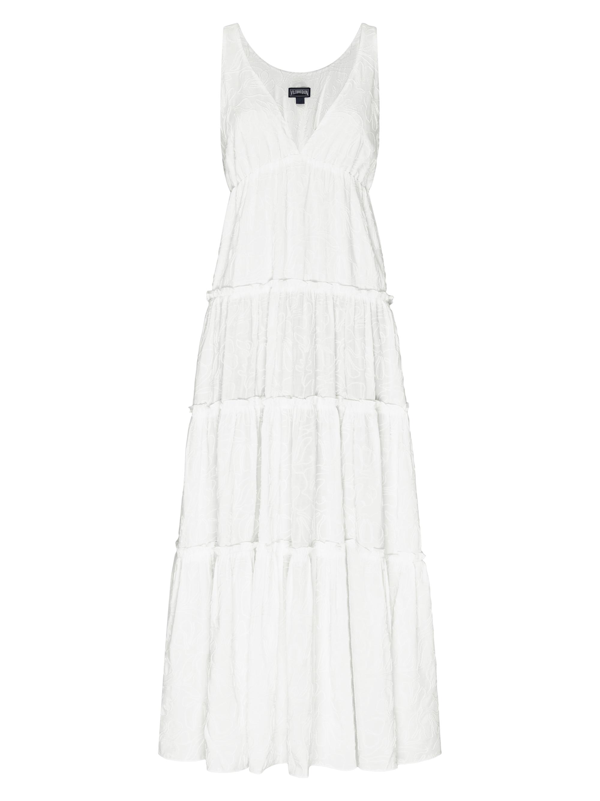 Vilebrequin Women's Seashell-Embroidered Tiered Cover-Up Midi-Dress - Off White
