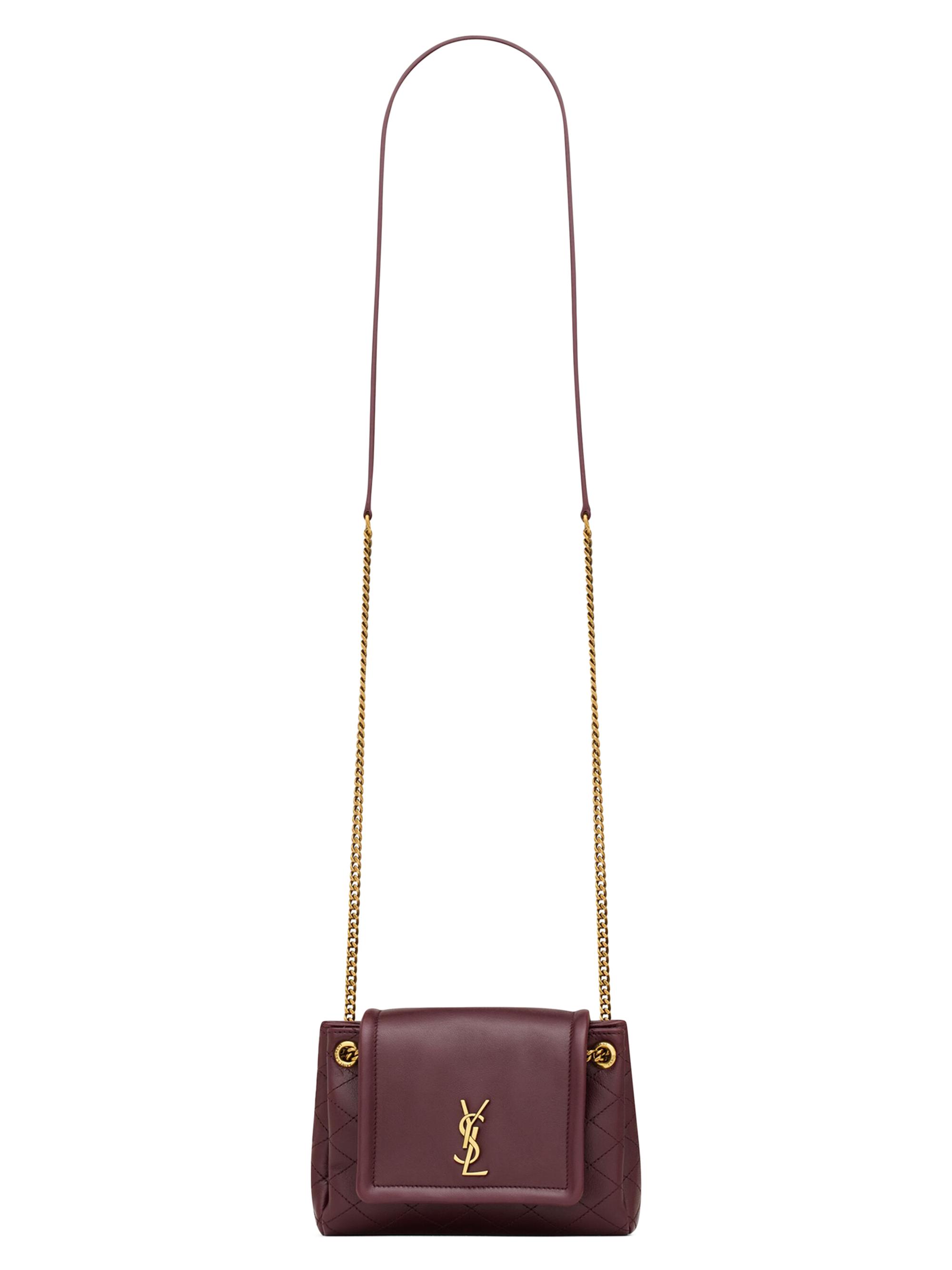 Saint Laurent Women's Mini Nolita Crossbody Bag in Lambskin Leather - Hot Wine