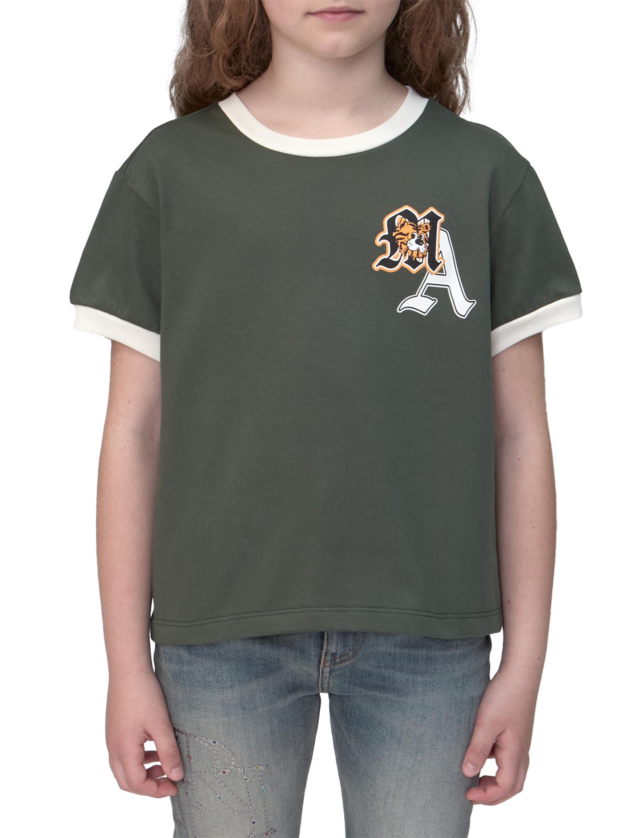 Amiri Little Kid's & Kid's Varsity Patch-Print Ringer T-Shirt - Dark Sage
