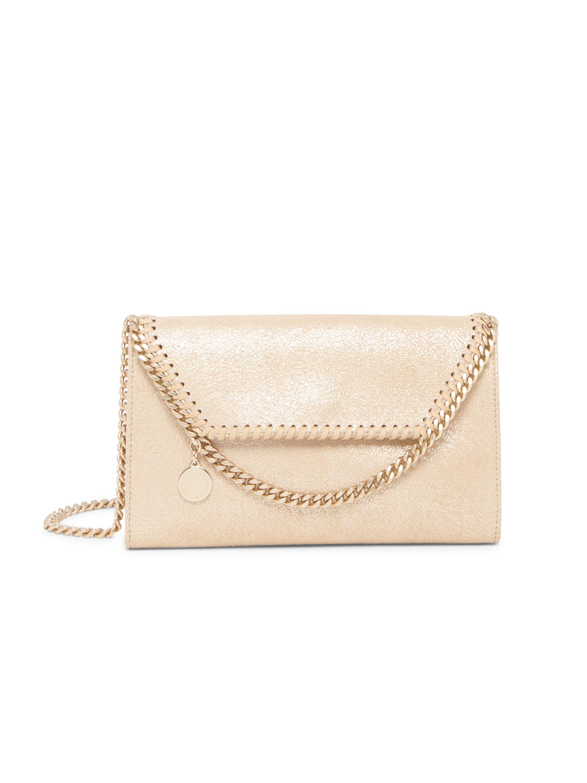 Stella McCartney Women's Falabella Eco Shiny Dotted Chamois Chain Wallet - Gold