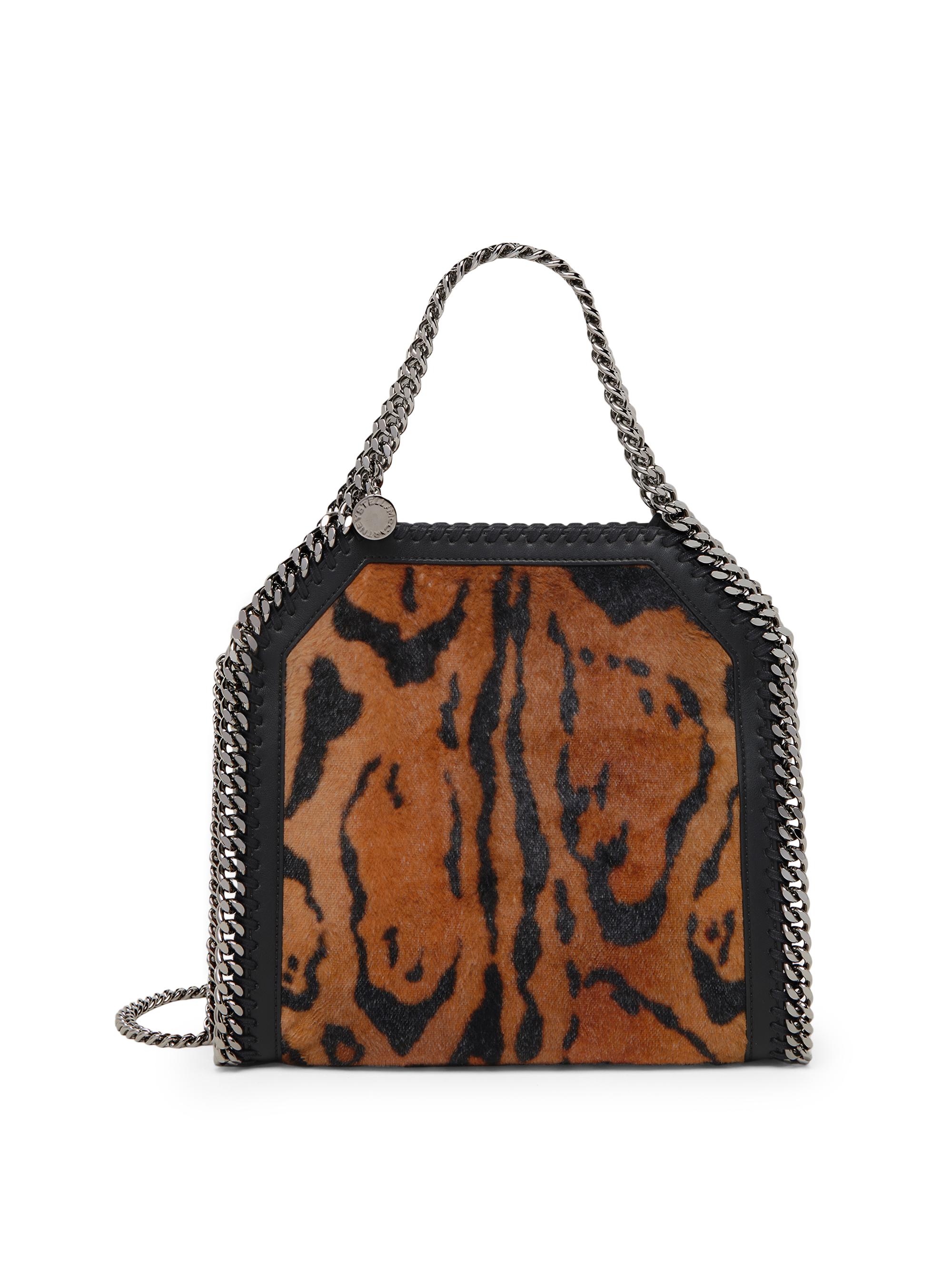 Stella McCartney Women's Mini Falabella Ocelot-Pattern Velvet Shoulder Bag - Multi Color Brown
