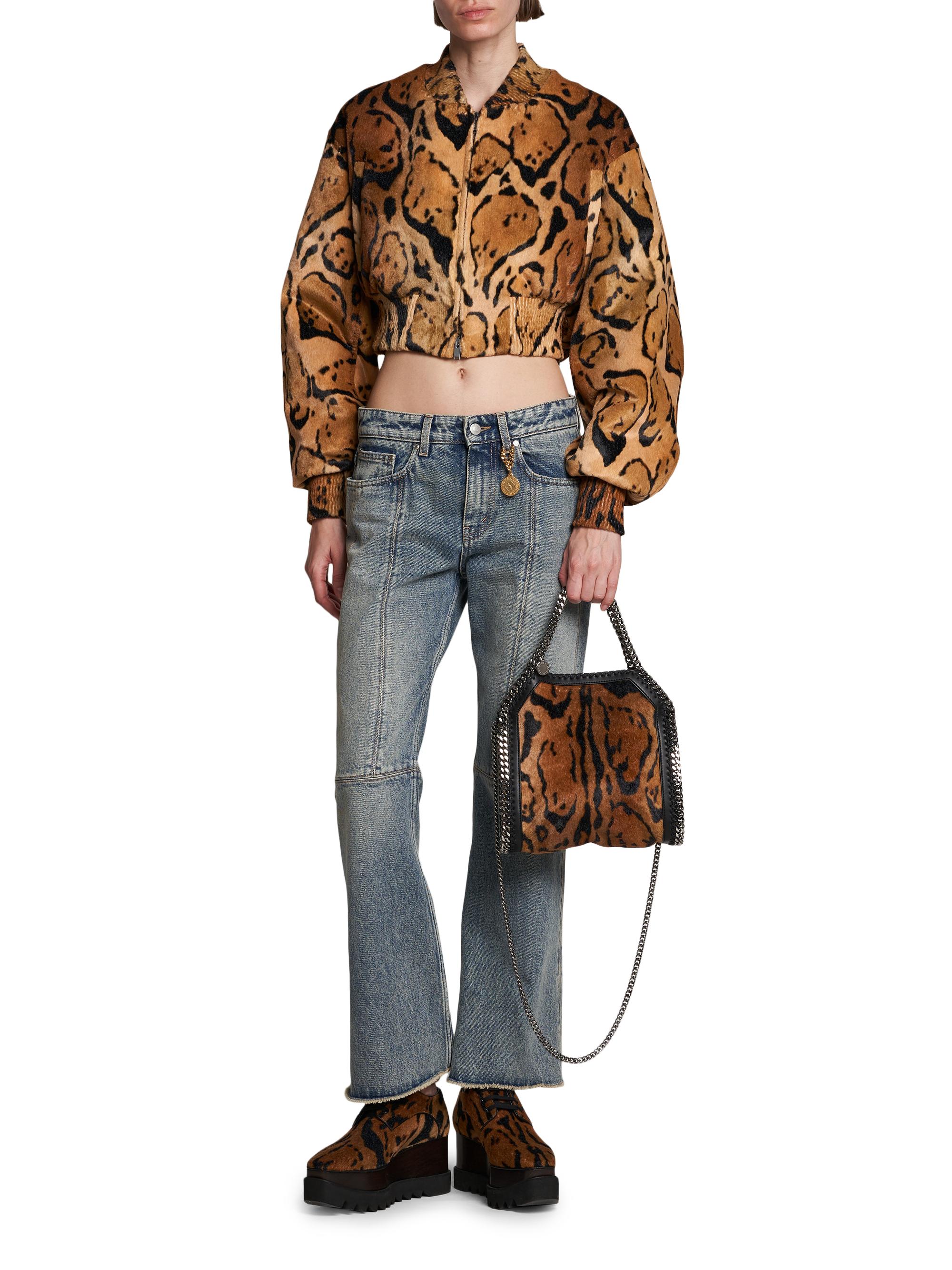 Stella McCartney Mini Falabella Ocelot-Pattern Velvet Shoulder Bag