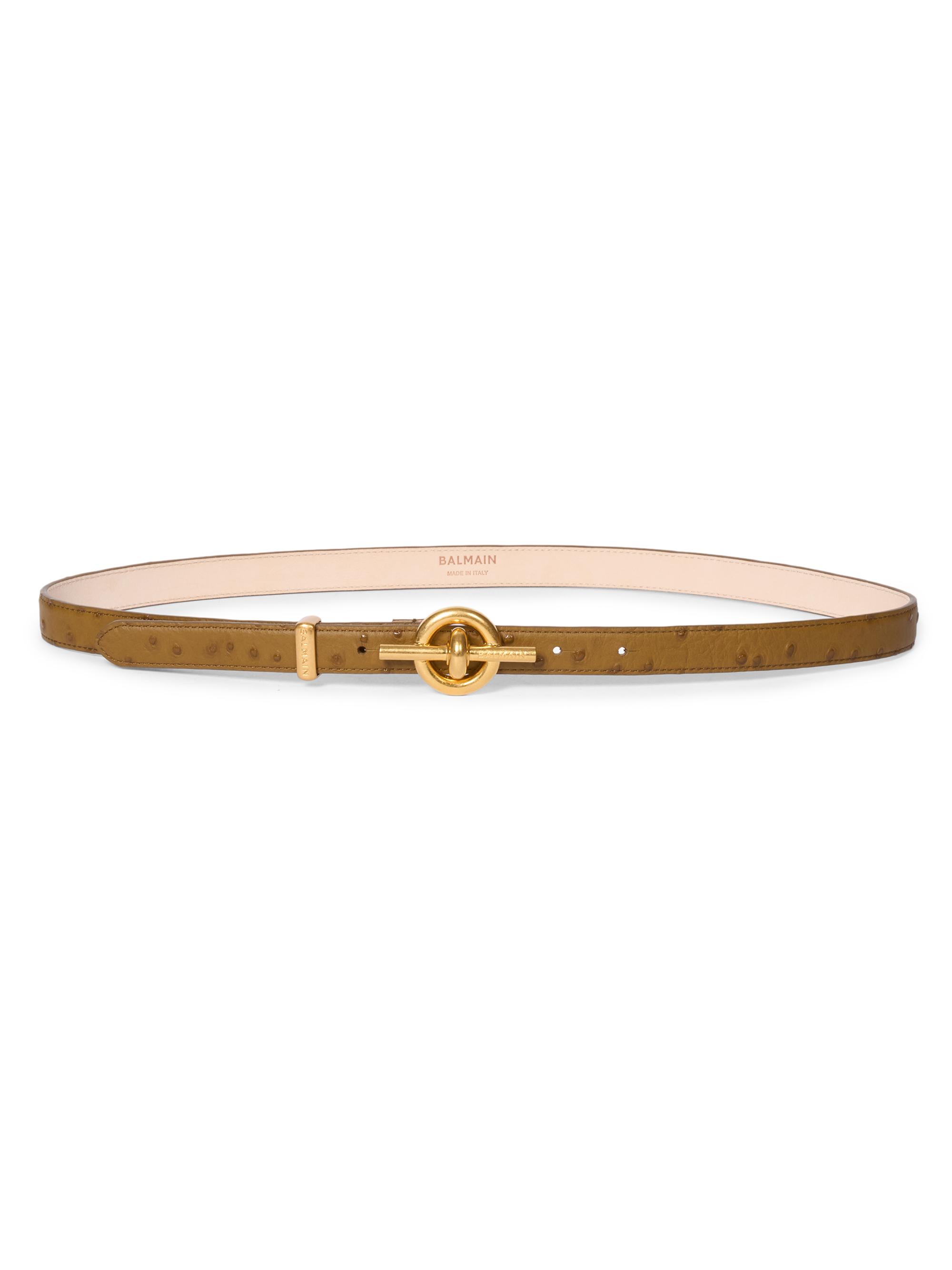 Balmain Women's T-Bar Embossed-Leather Belt - Souffre