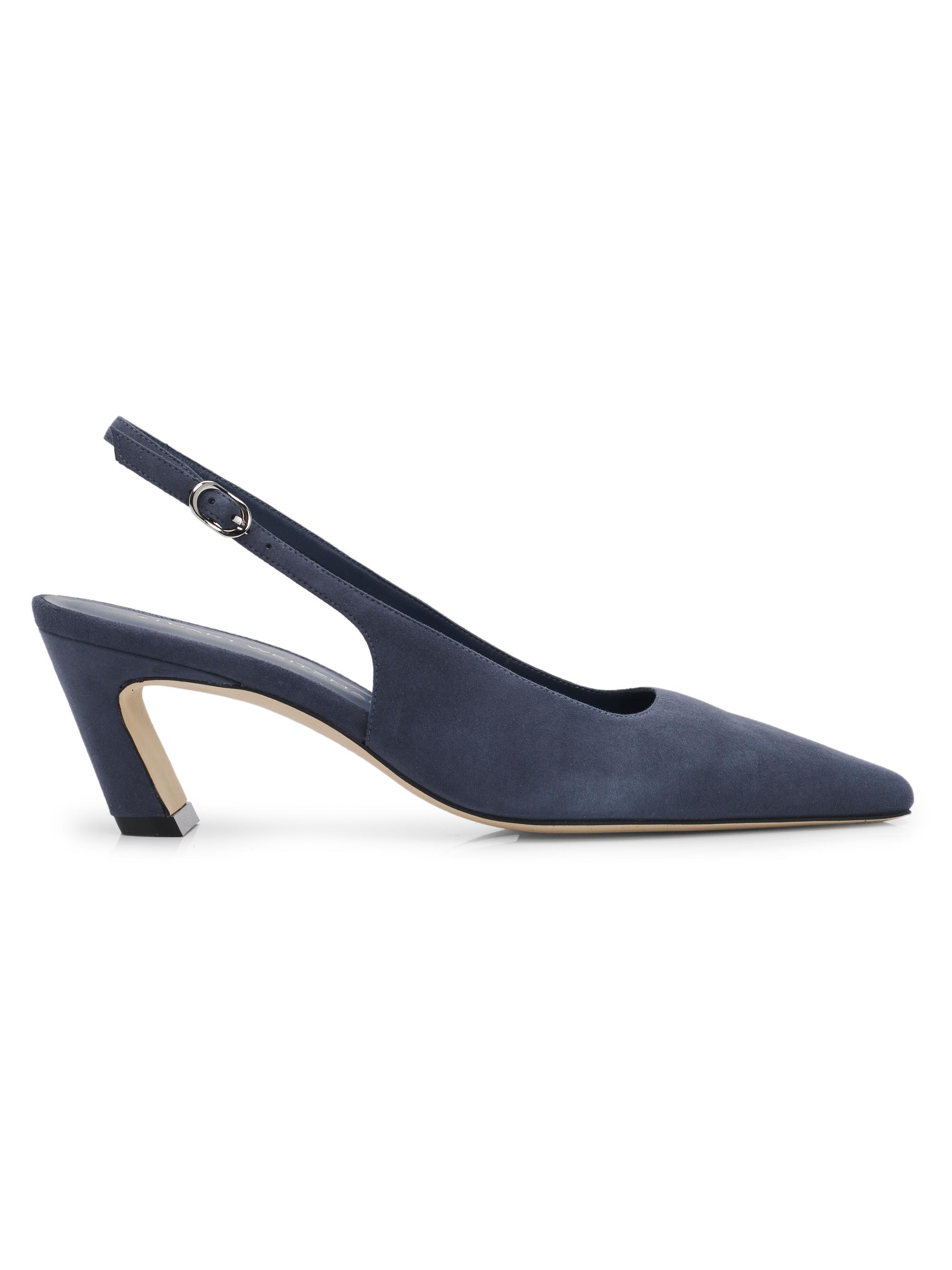 Stuart Weitzman Women's Stassi 50MM Suede Slingback Pumps - Stormy Blue