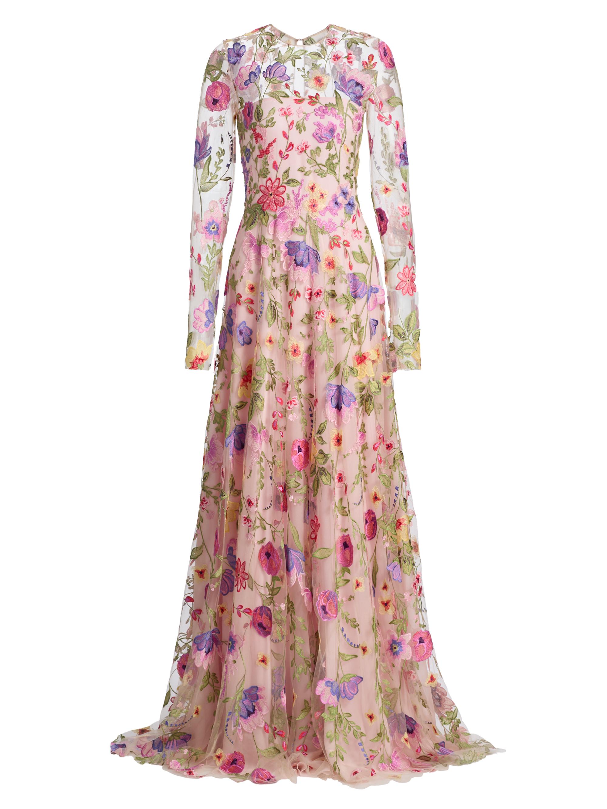 Naeem Khan Women's Floral-Embroidered Gown - Pink And Multi