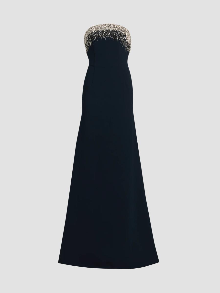 Naeem Khan Women's Crystal Neckline Strapless Gown In Blue