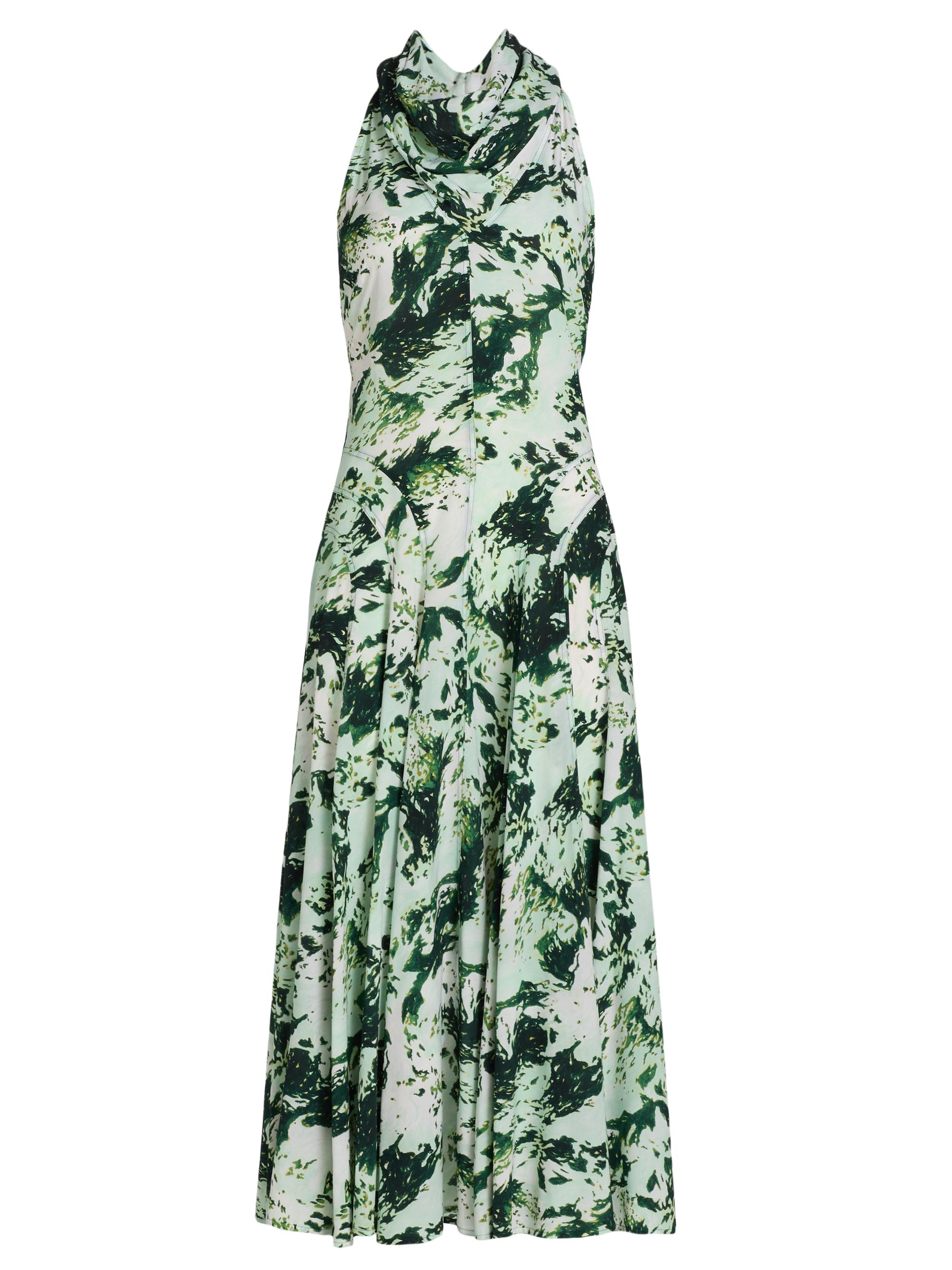 Proenza Schouler Women's Adelide Printed Drape Midi-Dress - Dark Green Multi