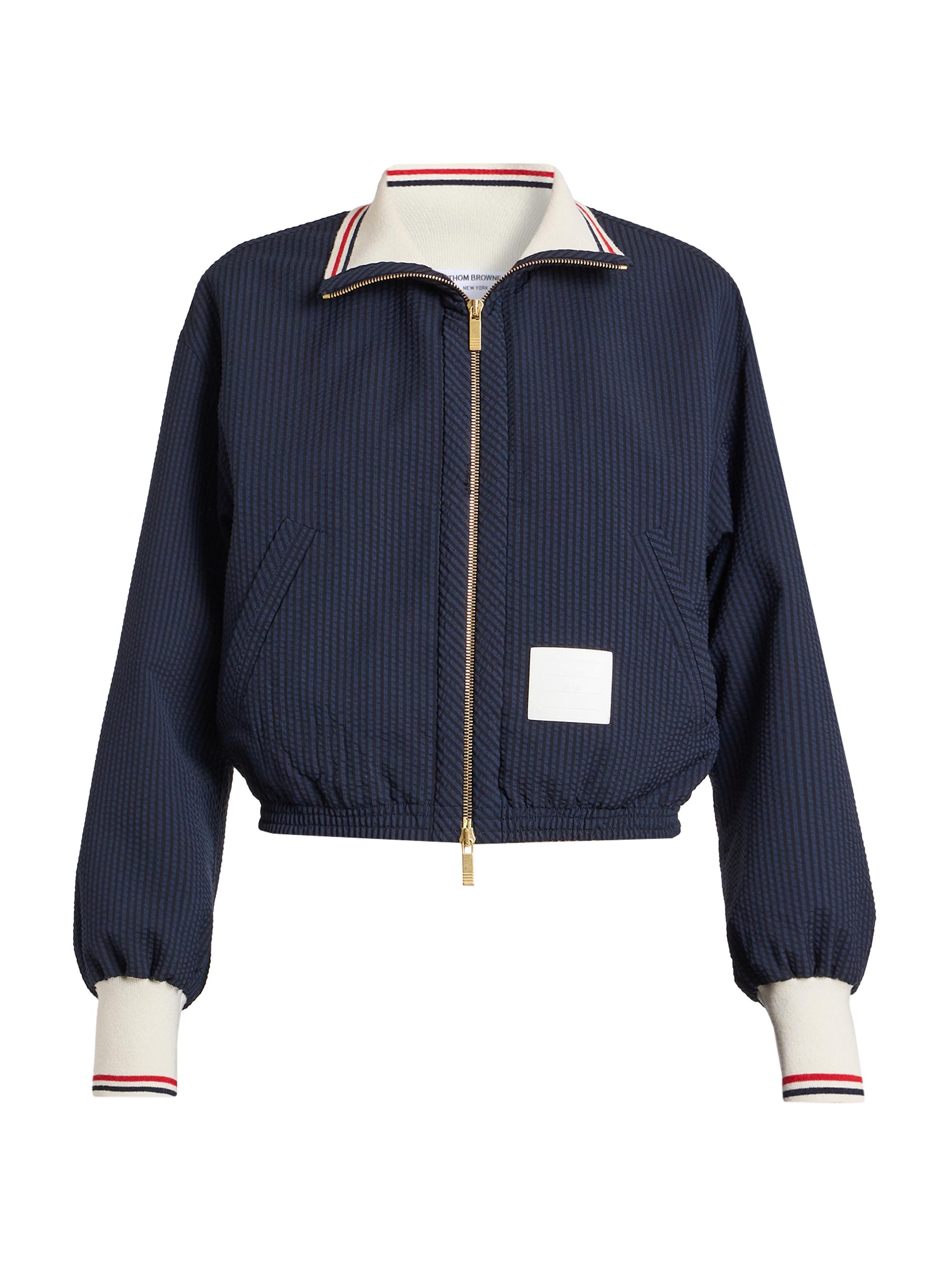 Thom Browne Women's Wool Seersucker Track Jacket - Navy