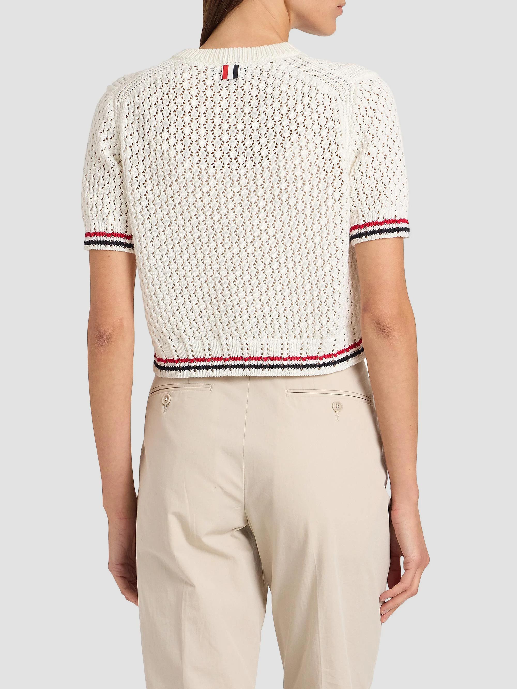 Thom Browne Hector Pointelle-Knit Cotton T-Shirt | Saks Fifth Avenue