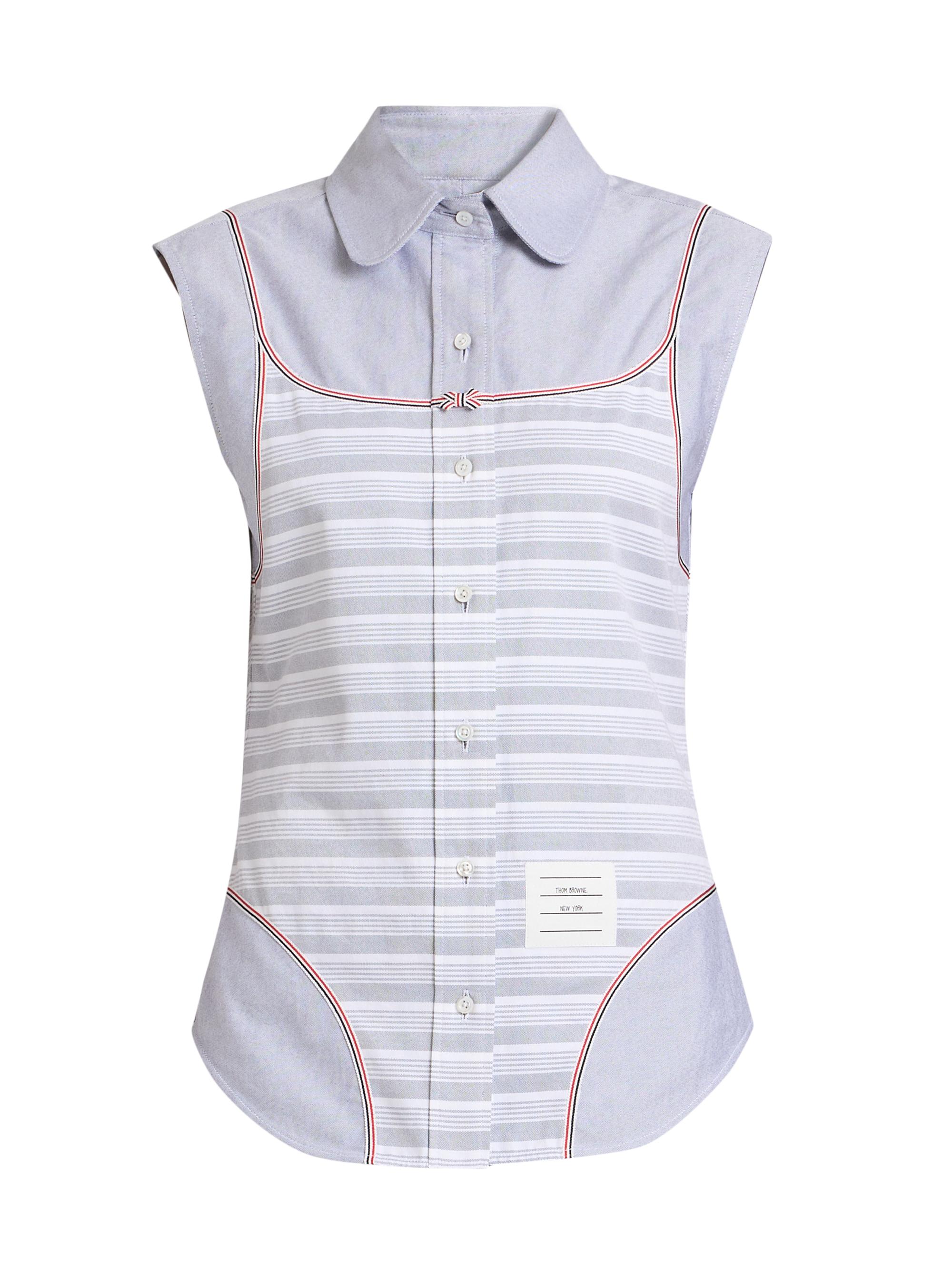 Thom Browne Women's Trompe L'il-Print Cotton Shirt - Navy