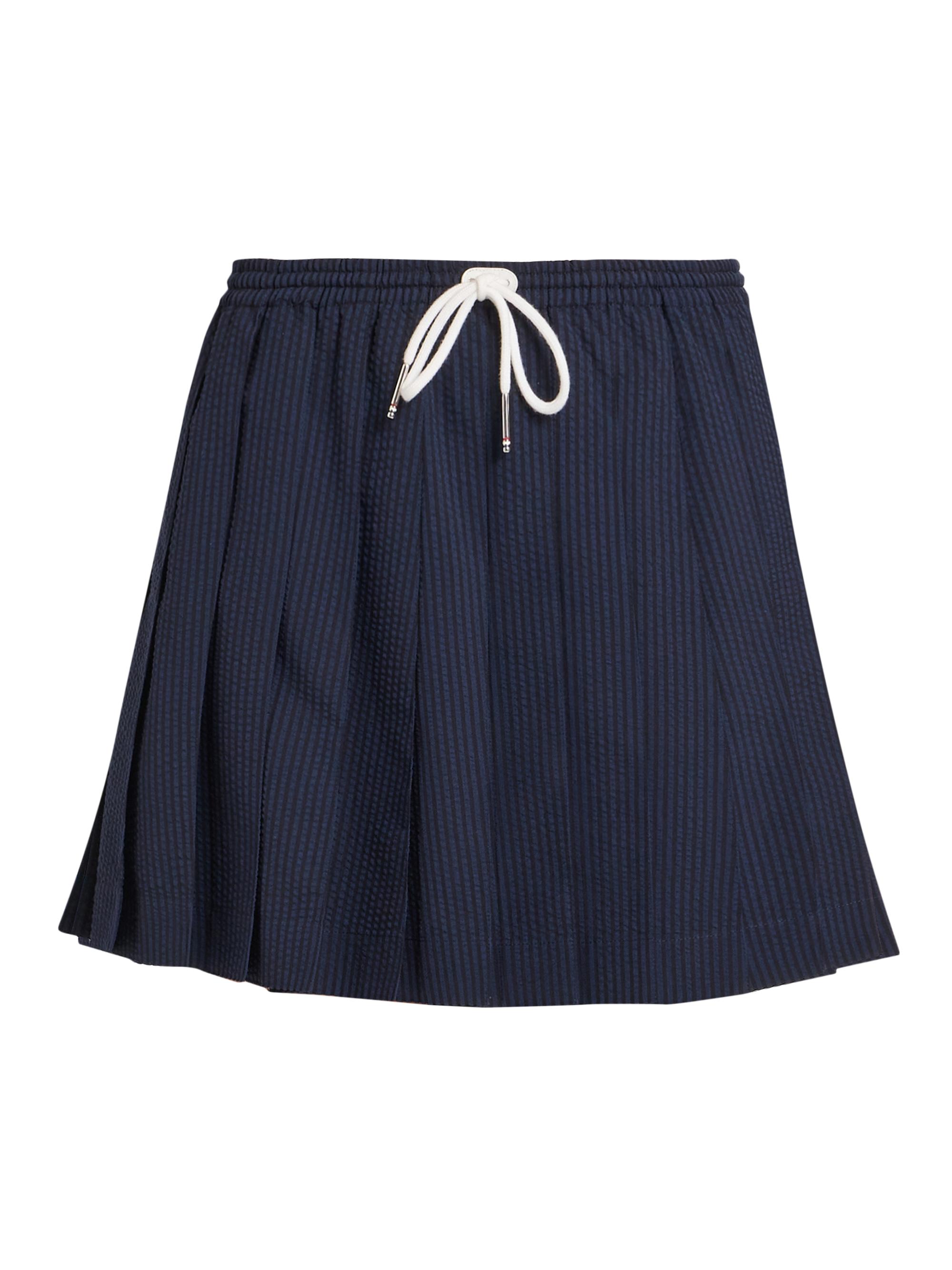 Thom Browne Women's Pleated Wool Miniskirt - Navy