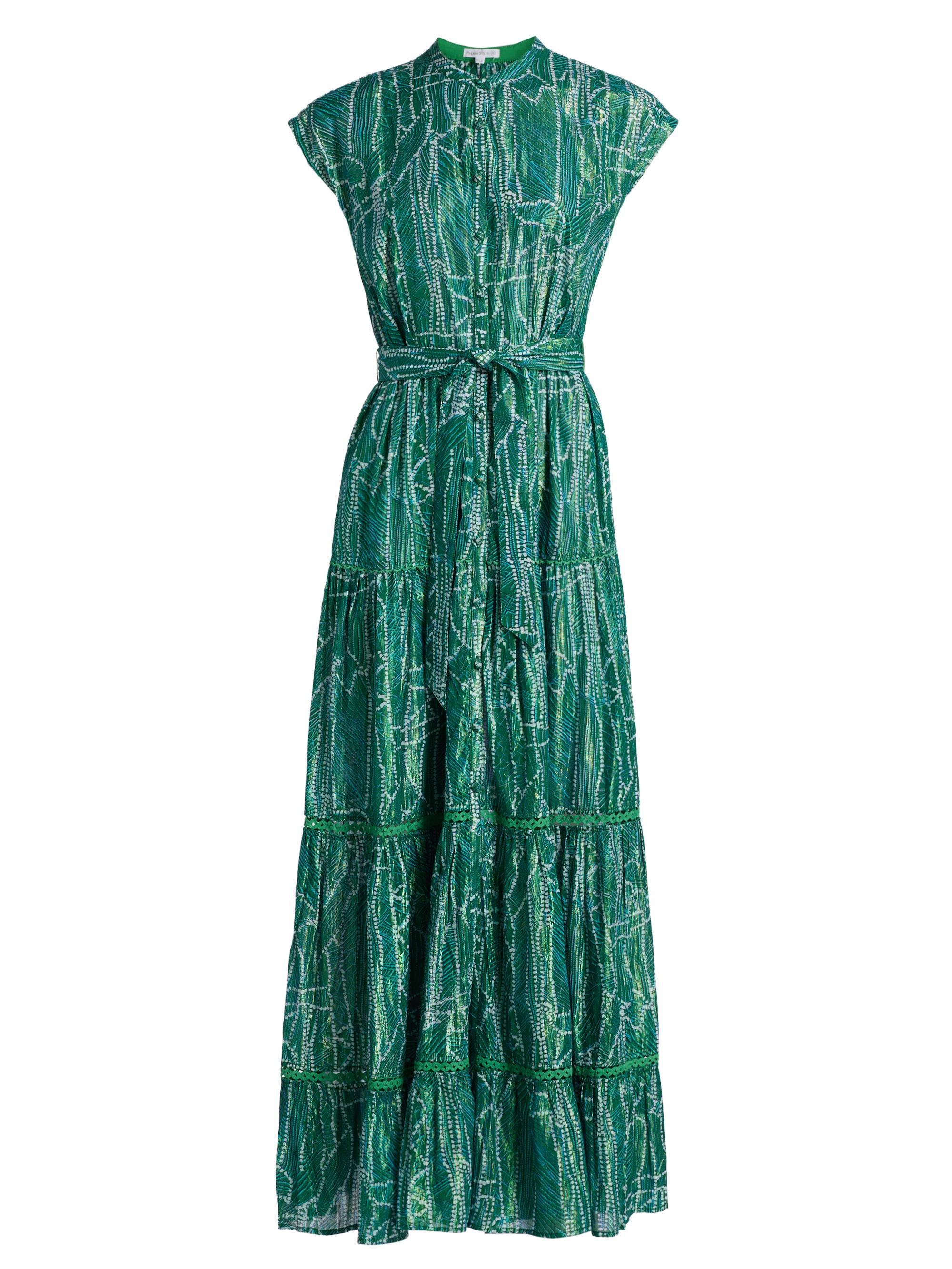 Poupette St Barth Women's Kora Printed Cotton Cap-Sleeve Maxi Dress - Green Akoya