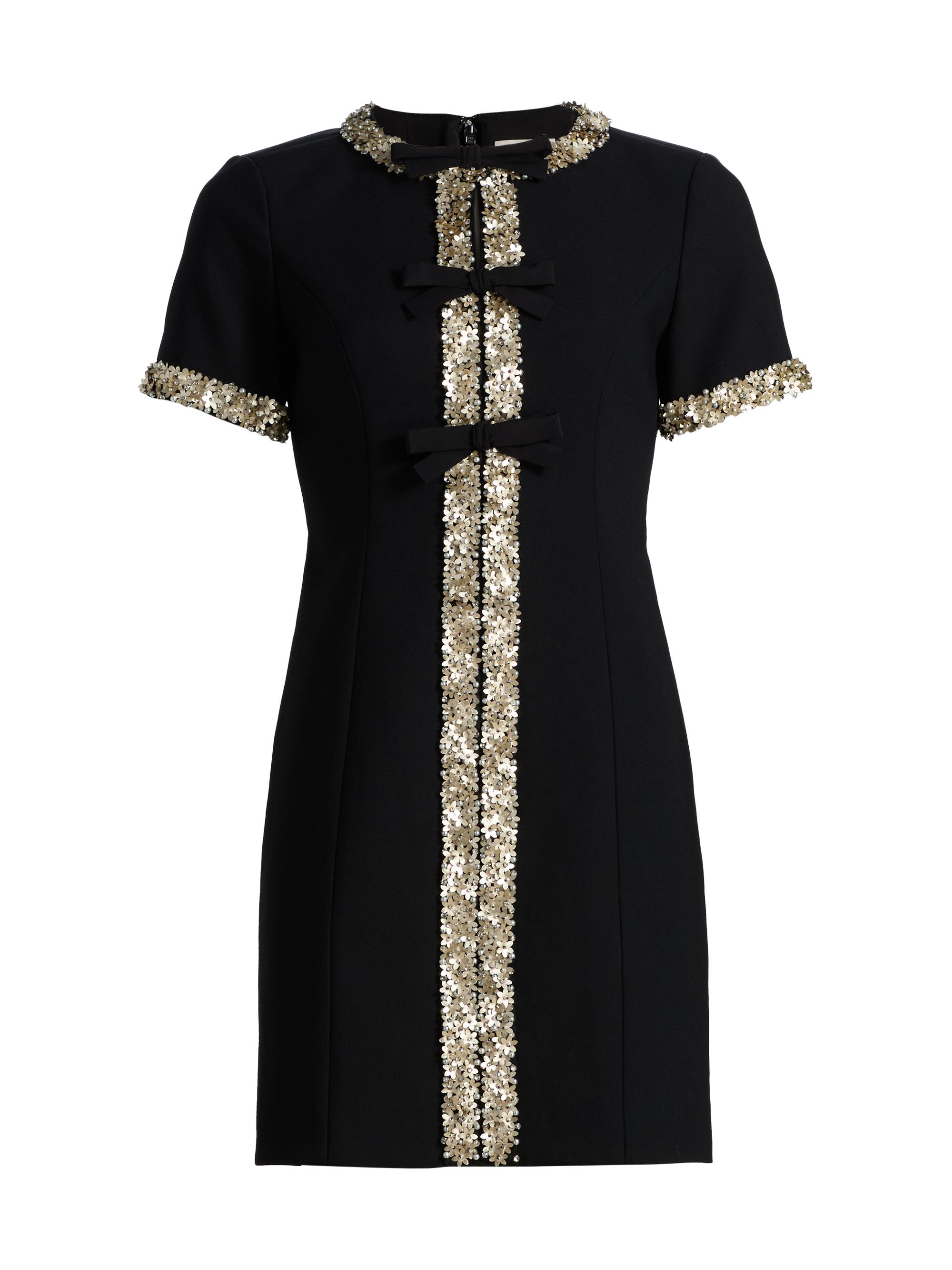 Cinq à Sept Women's Maelle Floral-Embellished Bow Minidress - Black