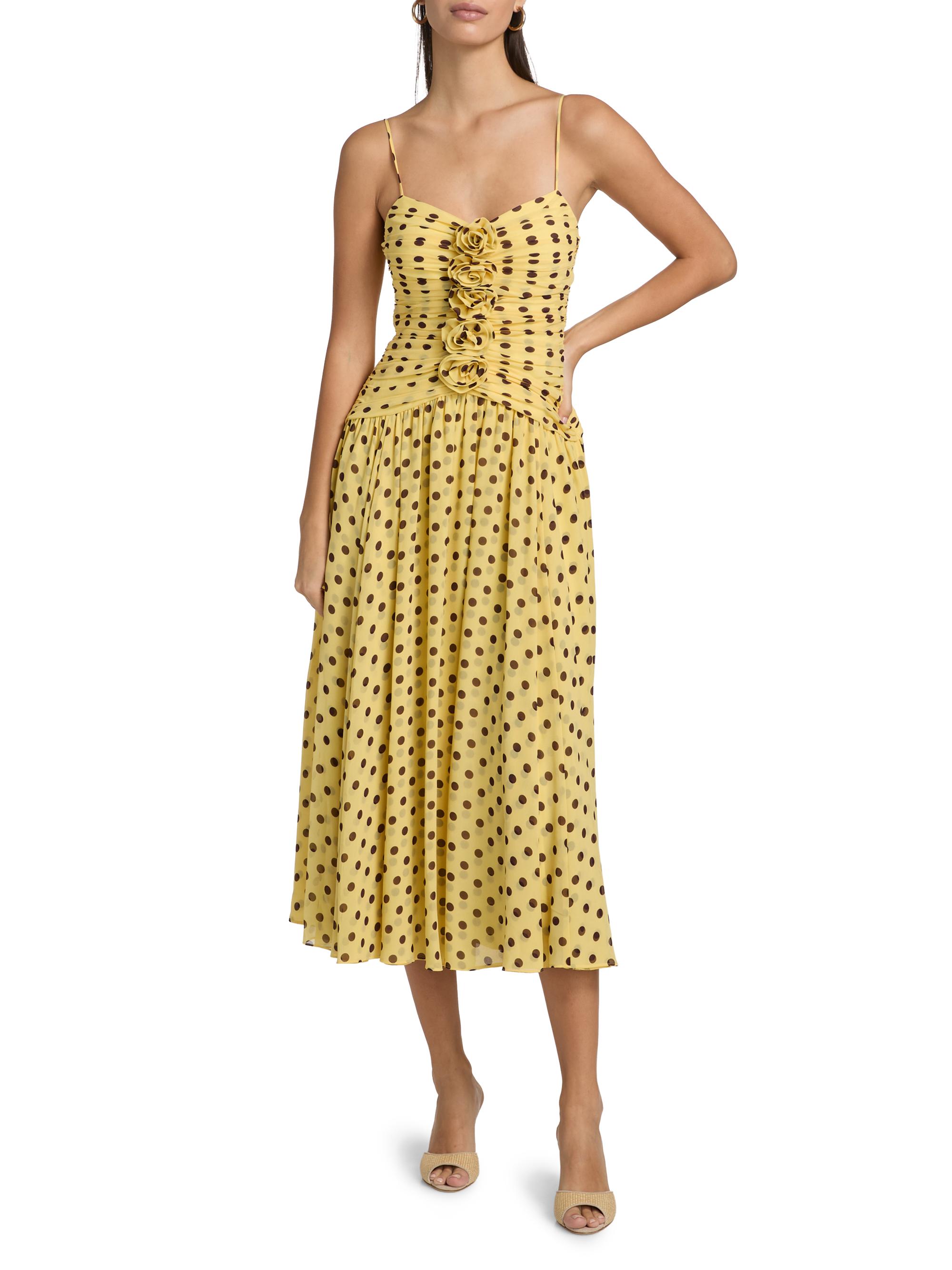 Cinq  Sept Camille Polka Dot Rosette-Detail Midi-Dress | Saks Fifth Avenue