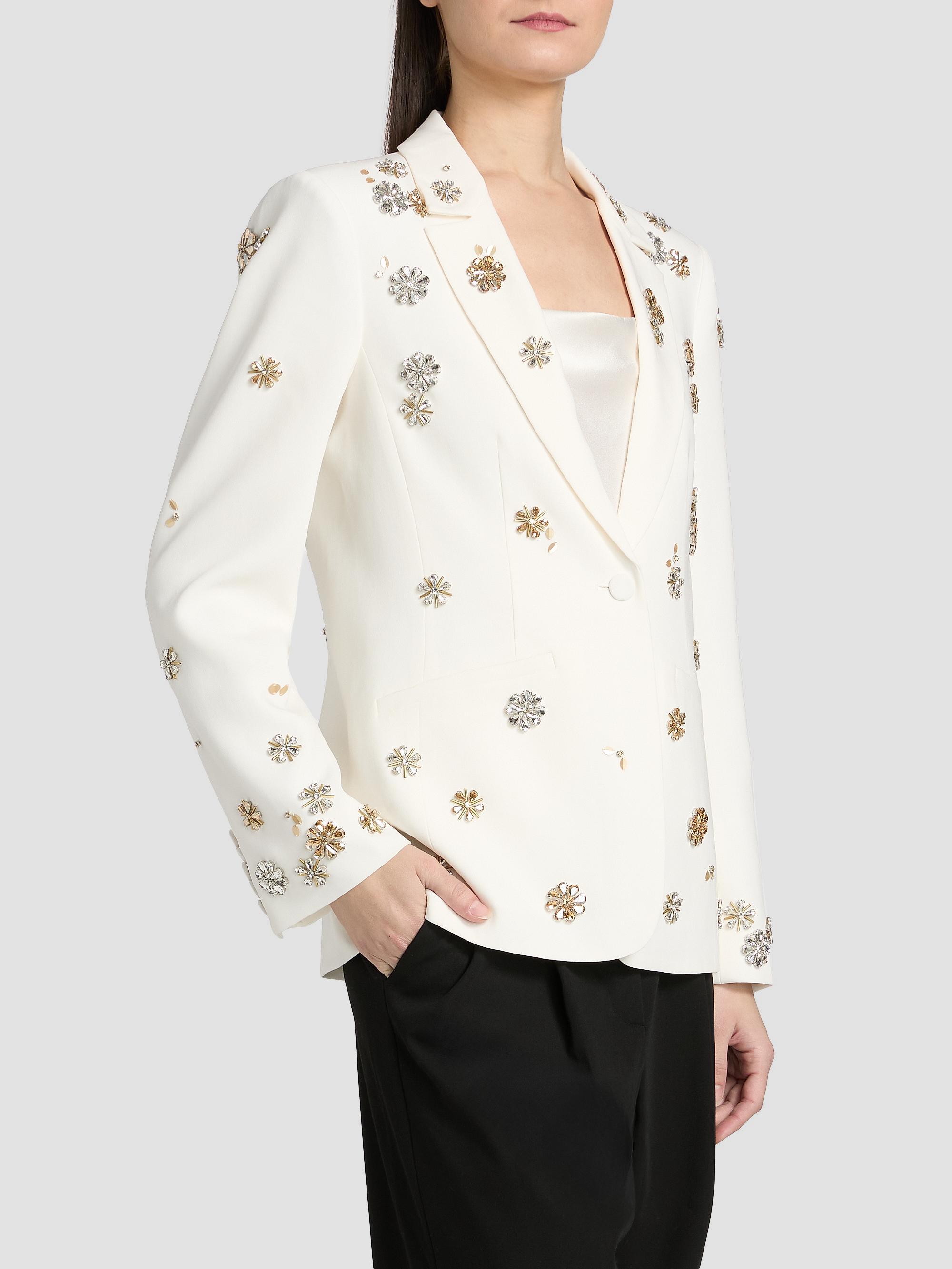 【タグ付・未着用】INGEBORG♪ ホワイト ジャケット　フラワーモチーフ Cinq à Sept Karlie Tumbling Flowers Embellished Blazer | Saks