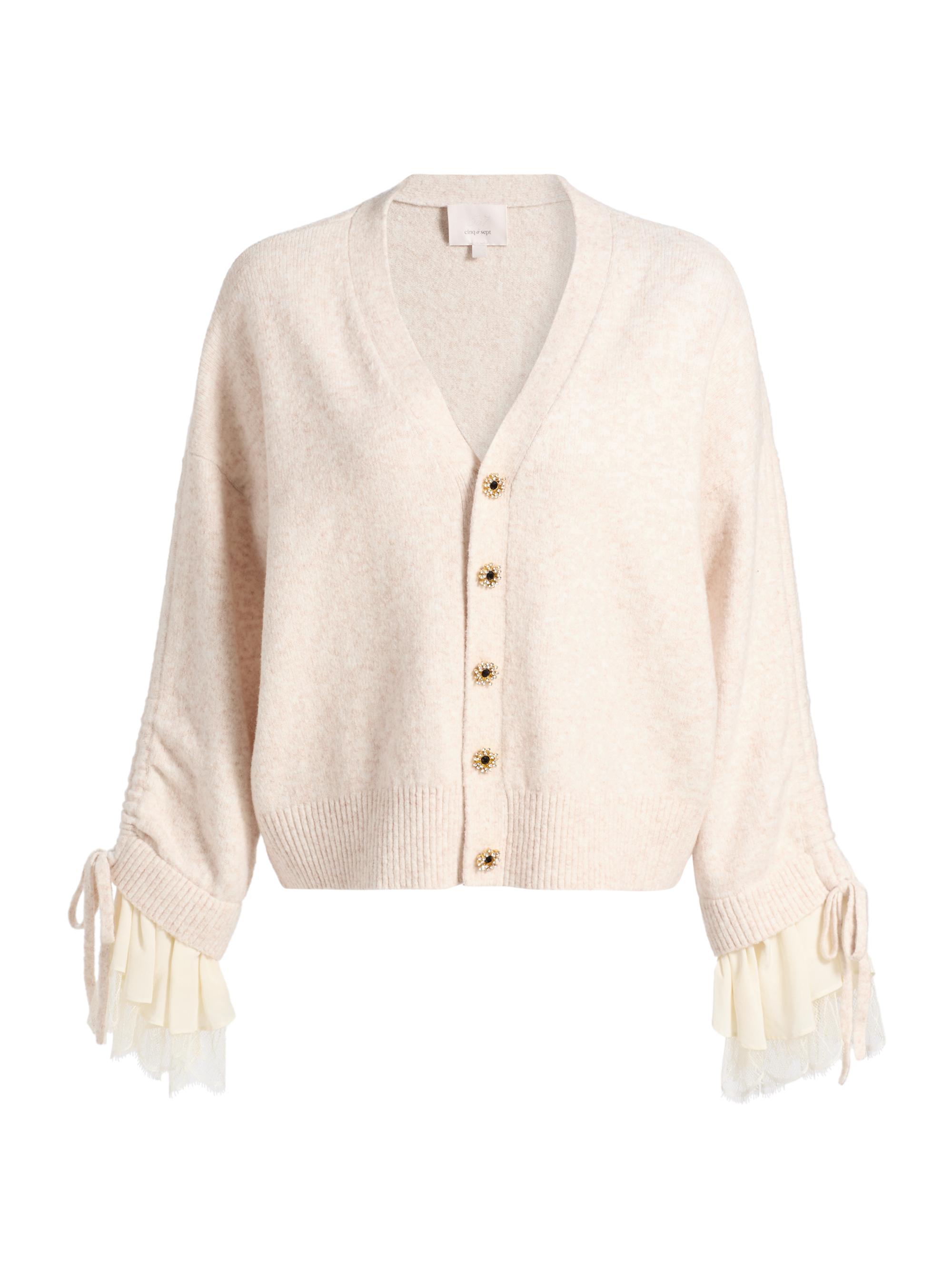 Cinq à Sept Women's Atlas Layered-Cuff Cardigan - Oatmeal
