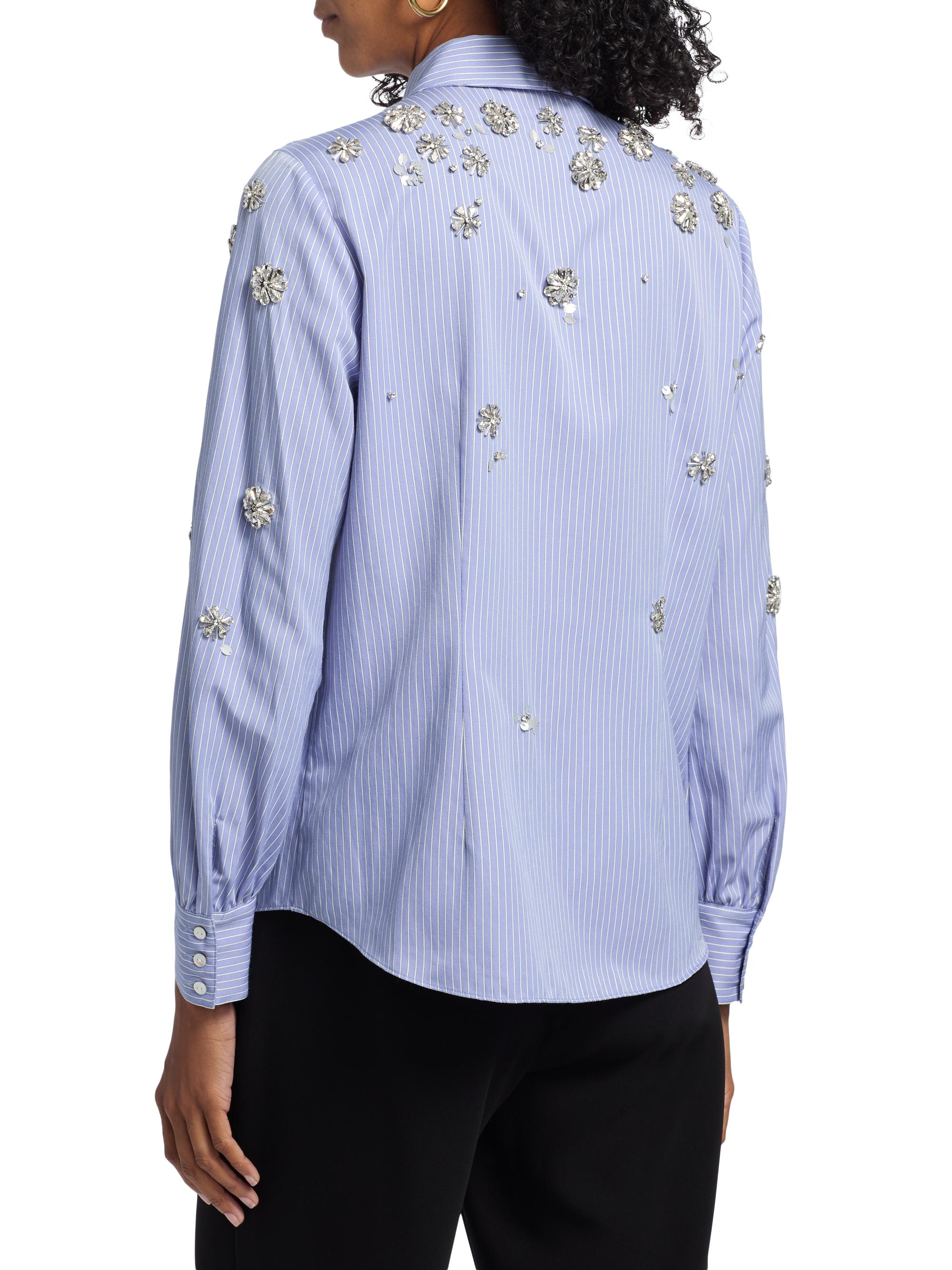 mi♡ Cinq à Sept Lola Crystal-Embellished Striped Shirt | Saks Fifth Avenue