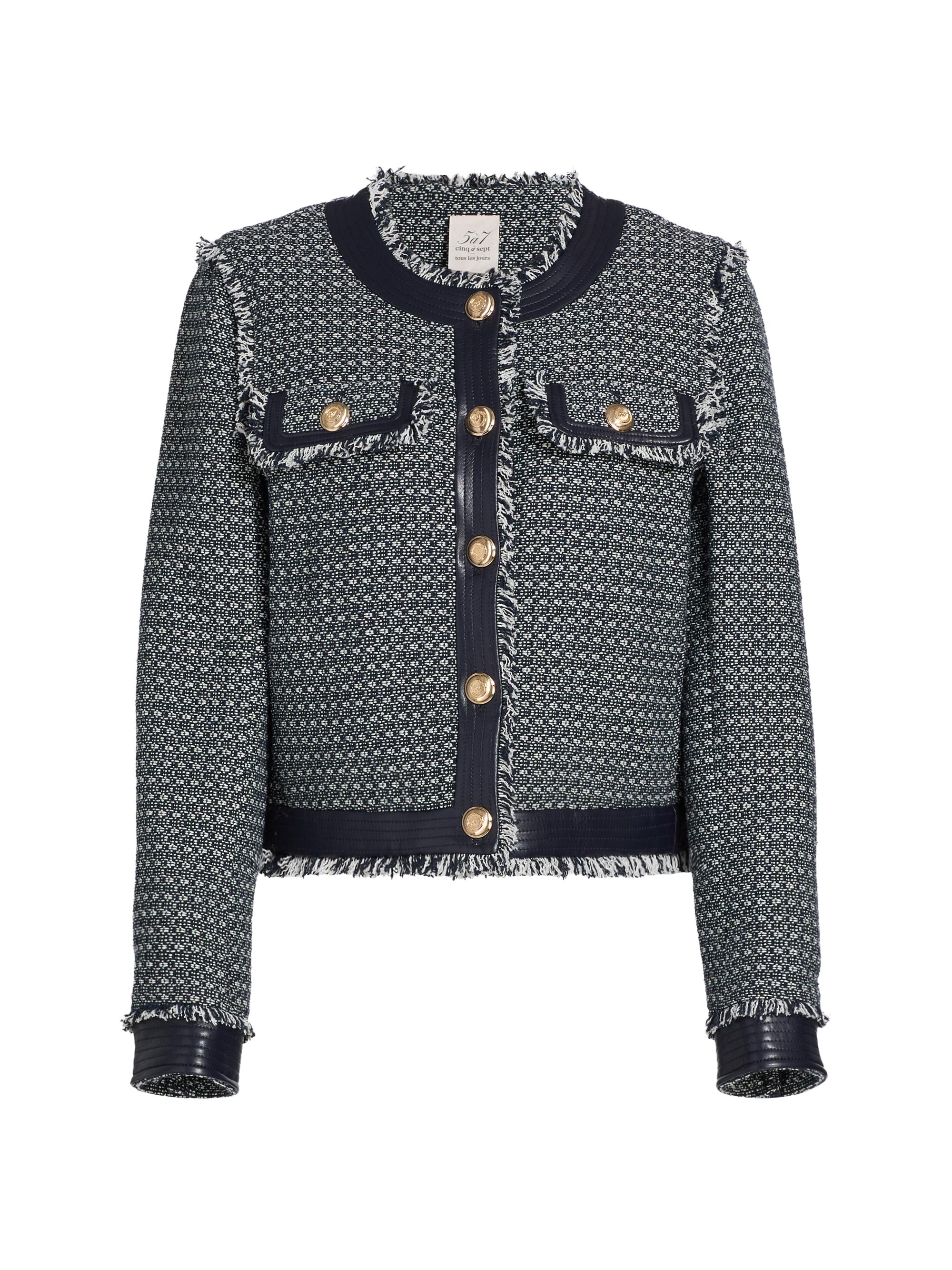 L'AGENCE Yari Collarless Denim Jacket | Saks Fifth Avenue