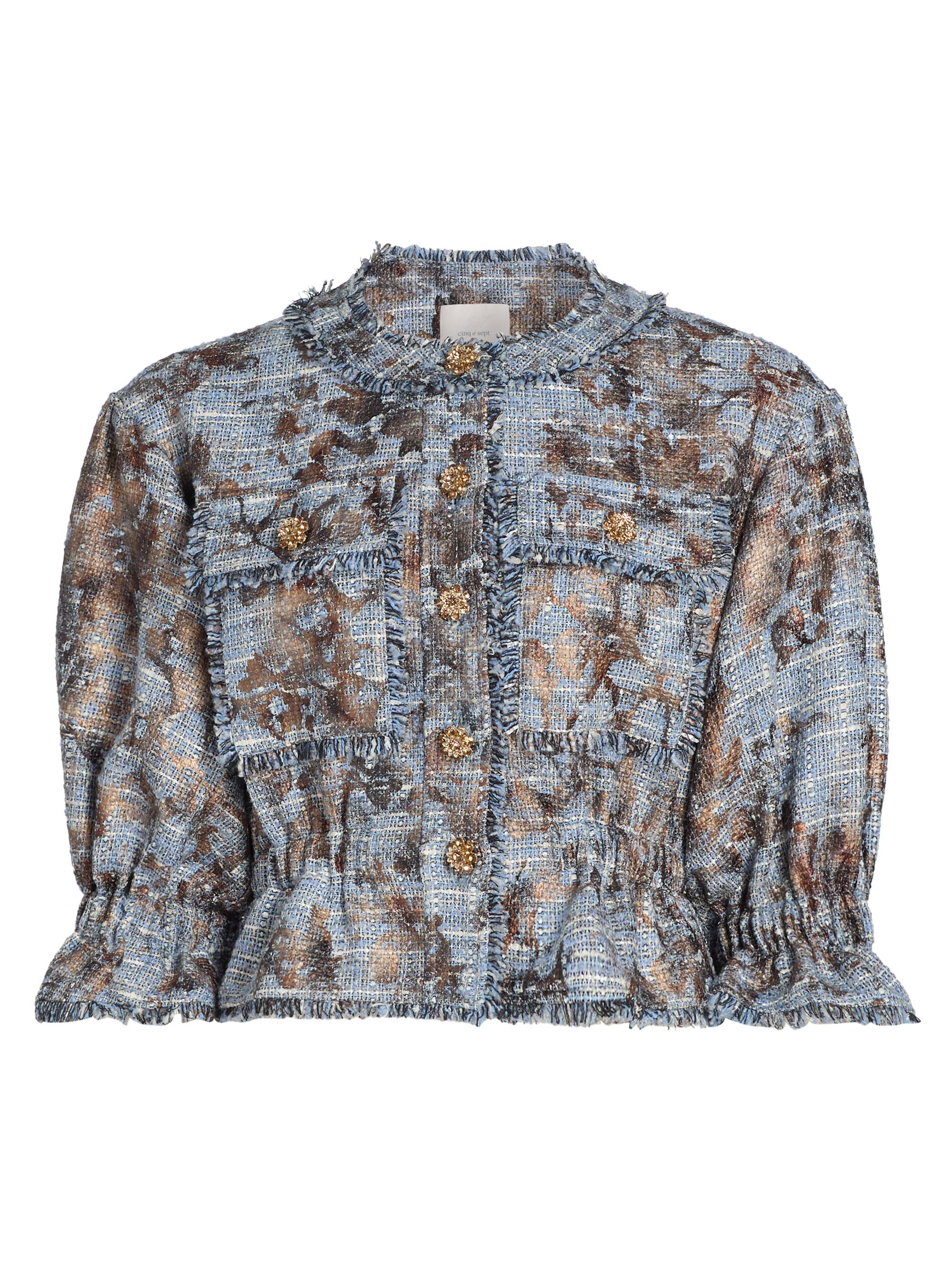 Cinq à Sept Women's Jaxie Foil-Print Tweed Crop Jacket - Silver Multi