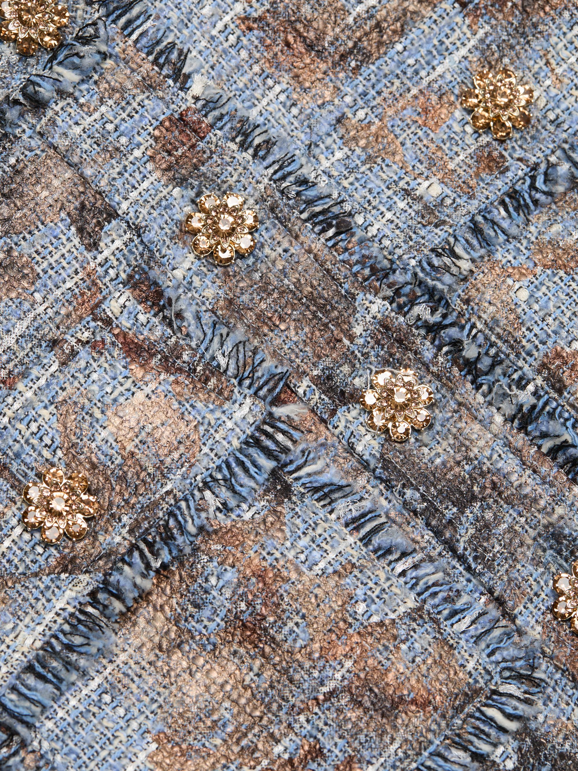 Cinq à Sept Jaxie Foil-Print Tweed Crop Jacket | Saks Fifth Avenue