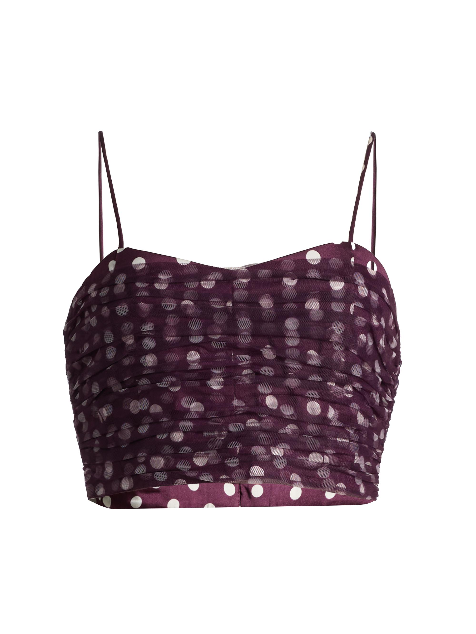 Cinq à Sept Women's Selly Camille Polka Dot Crop Top - Deep Plum Limestone
