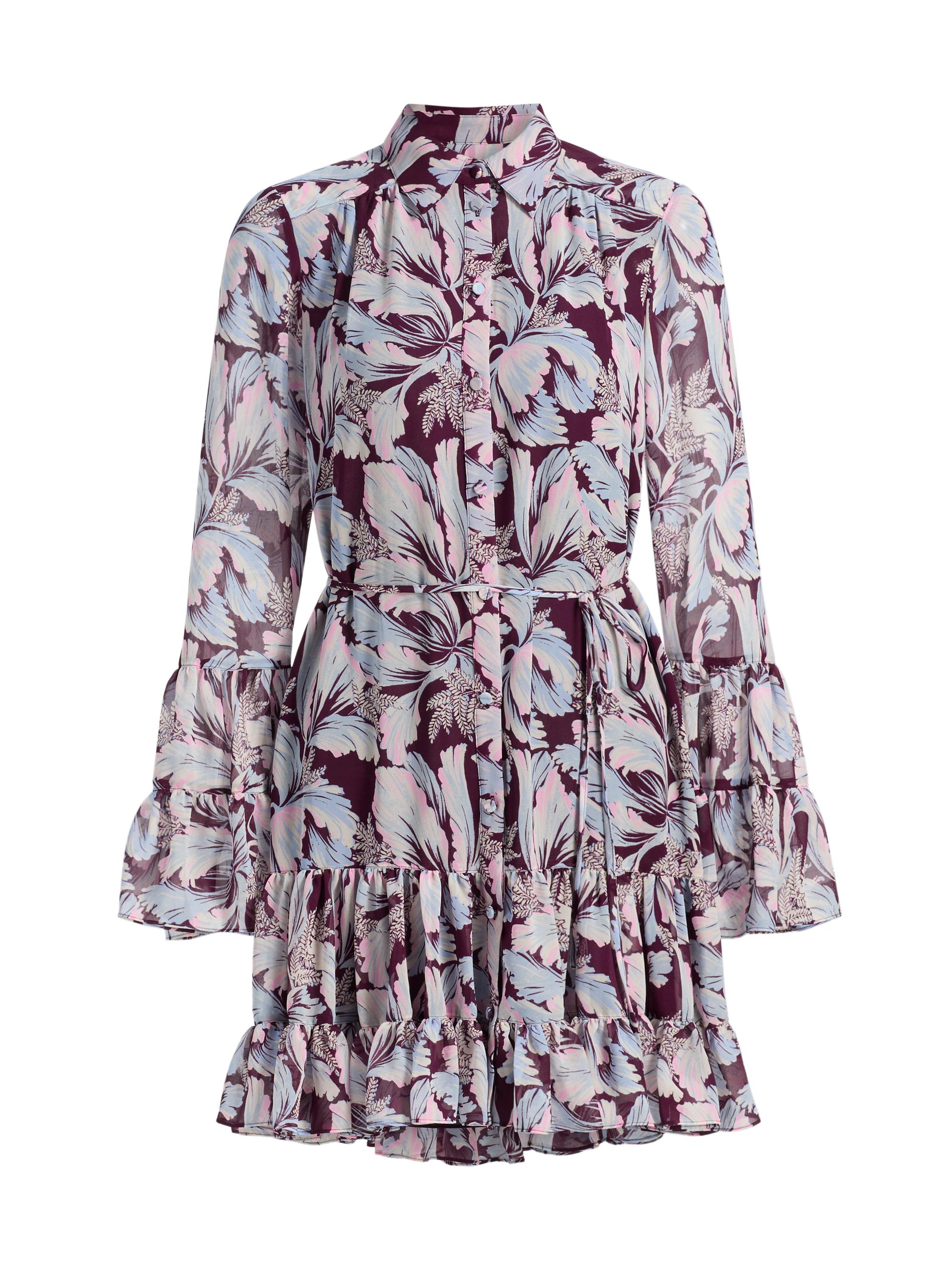 Cinq à Sept Women's Lyra Polka Dot Ruffled Midi-Dress - Deep Plum Multi