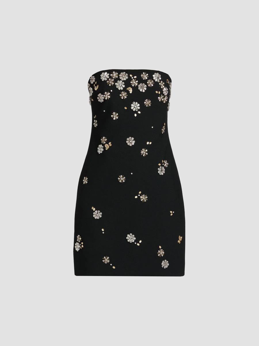 Cinq à Sept Samia Tumbling Flowers Strapless Minidress | Saks