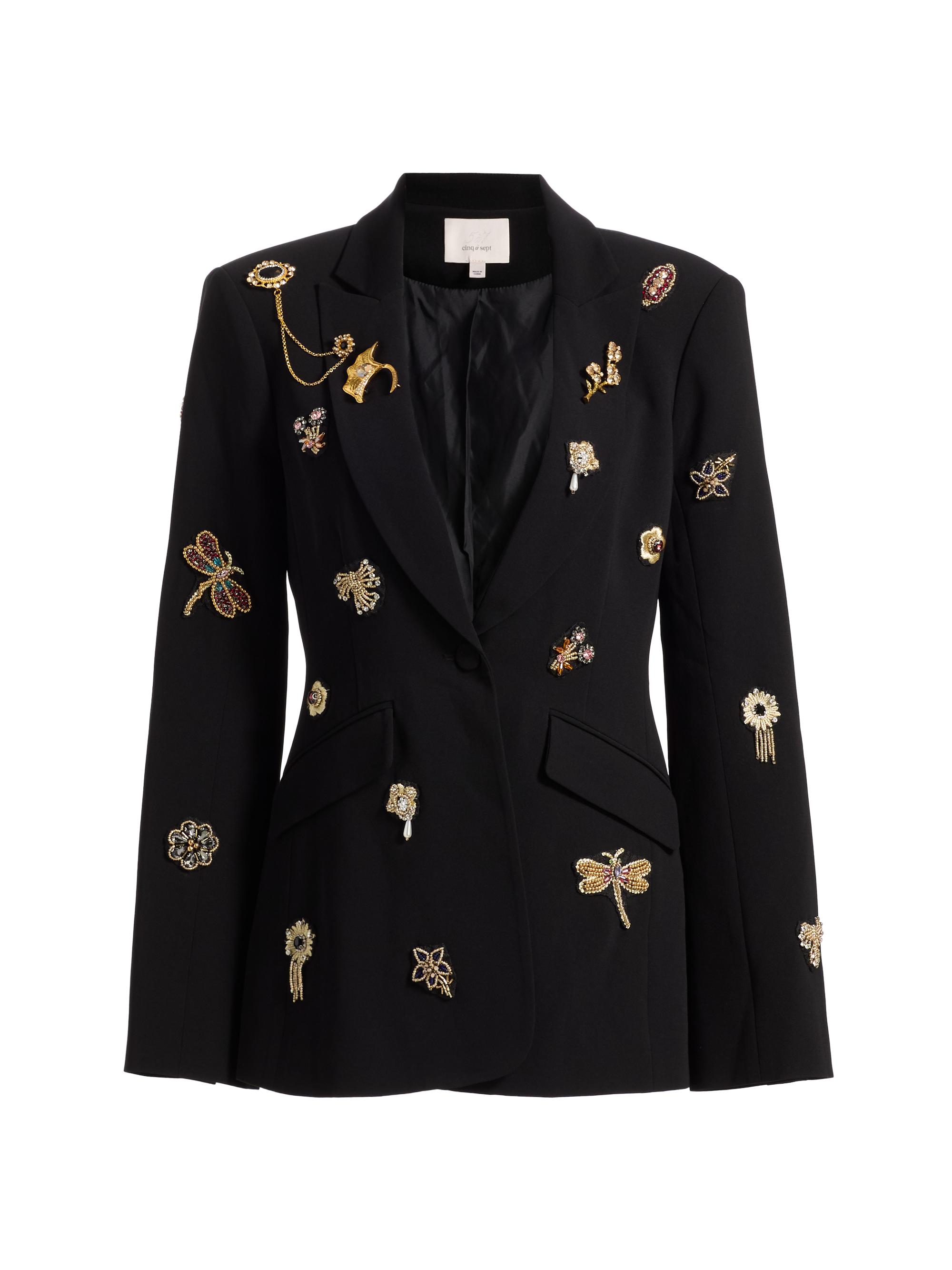 Cinq à Sept Women's Cheyenne Goldtone Brooches Blazer - Black