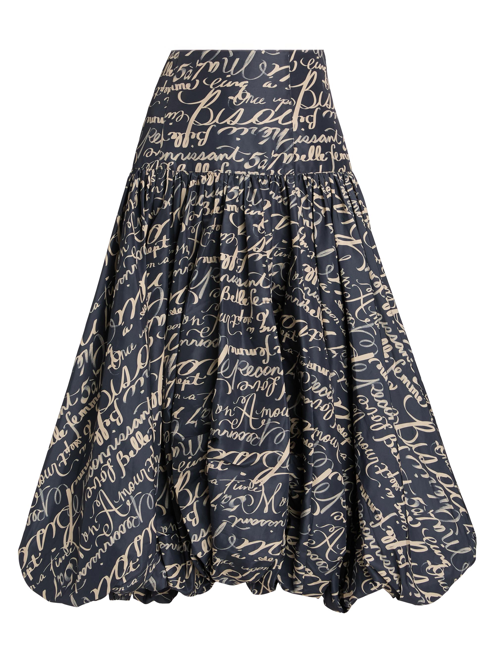 Cinq à Sept Women's Ellah Love Journal Bubble-Hem Skirt - Black Khaki